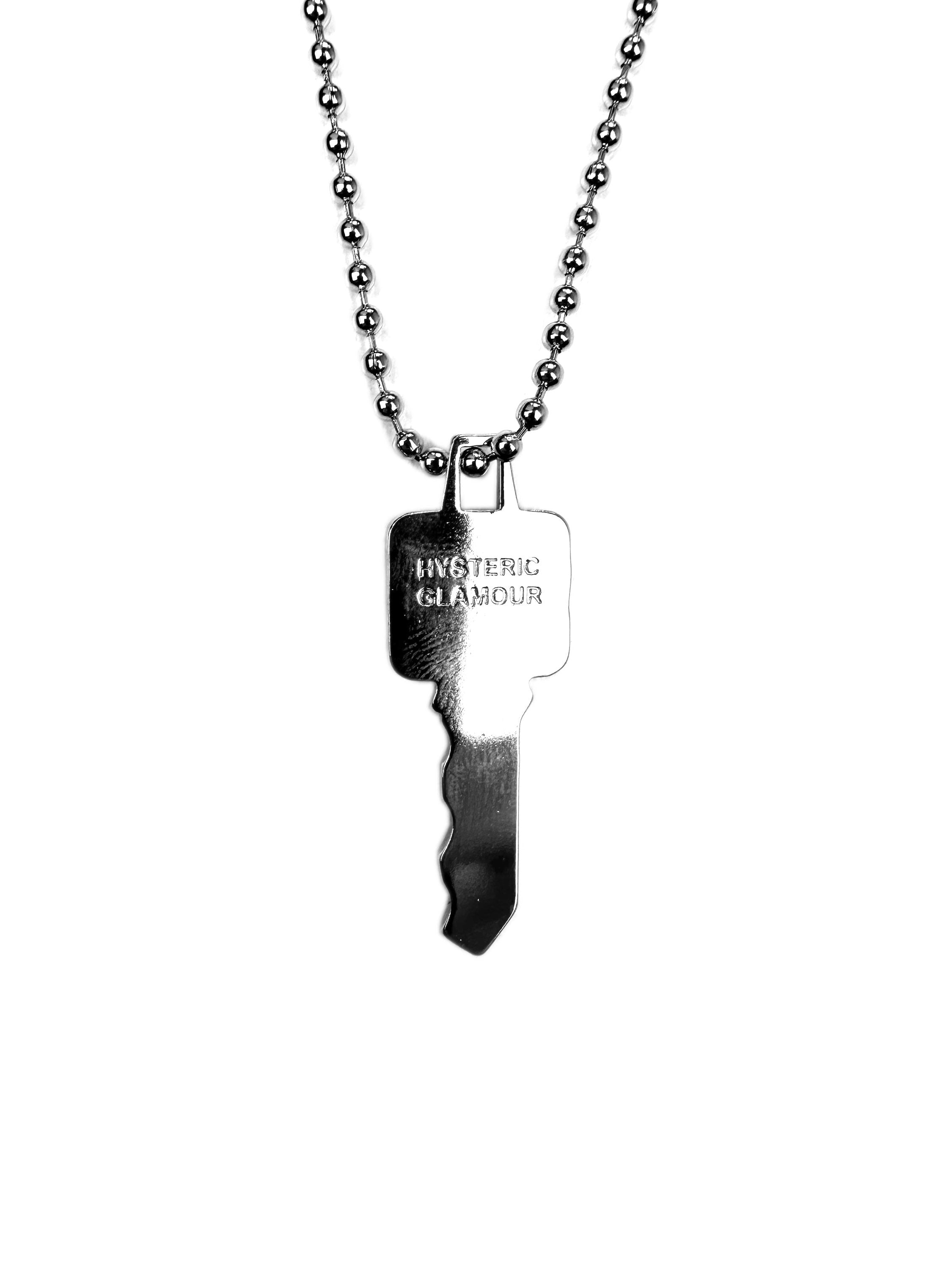 00s Hysteric Glamour ‘Key’ Pendant Silver Ball Chain Necklace