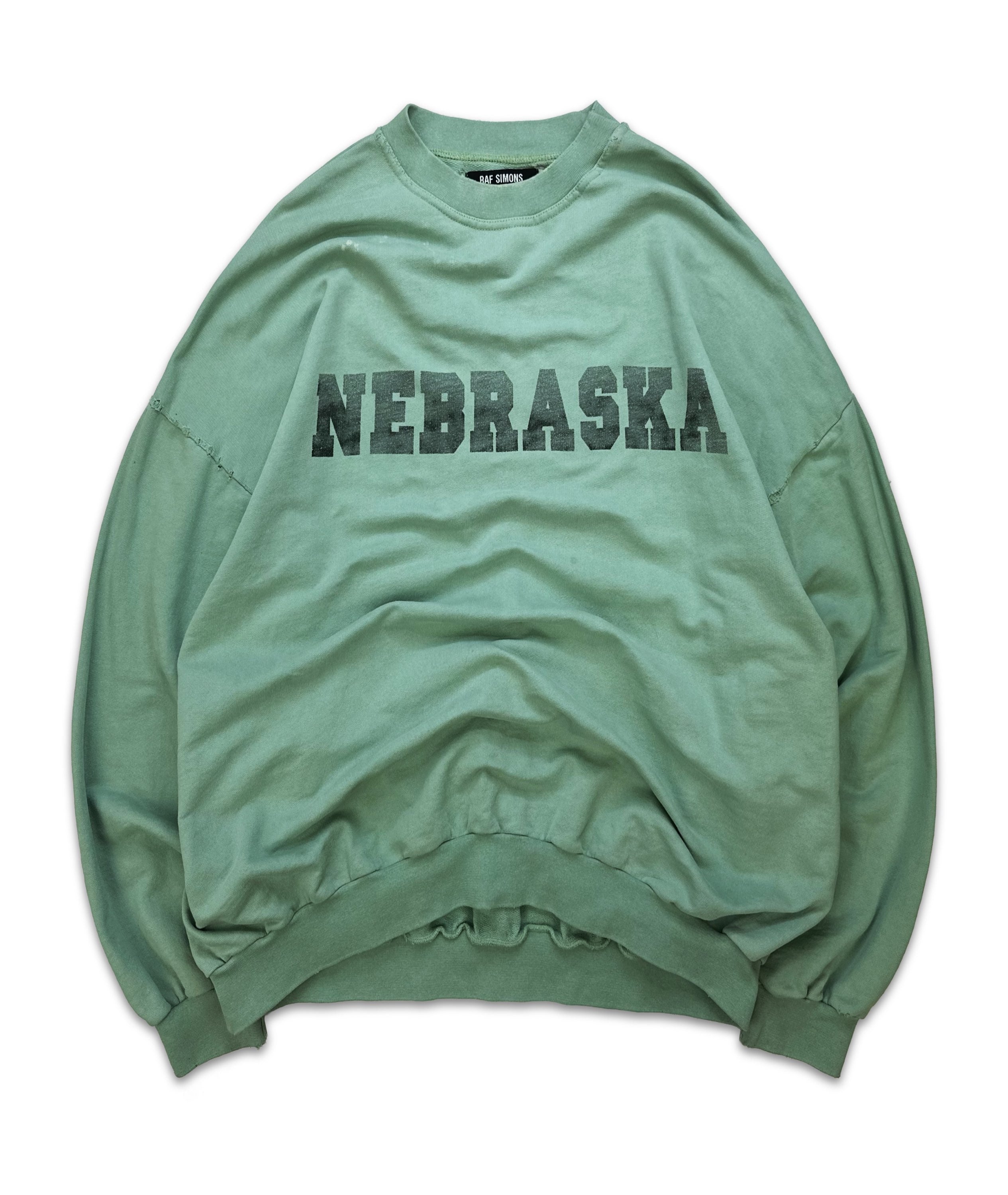 AW02 RAF SIMONS 'NEBRASKA' MINT COLLEGIATE LOGO CREWNECK