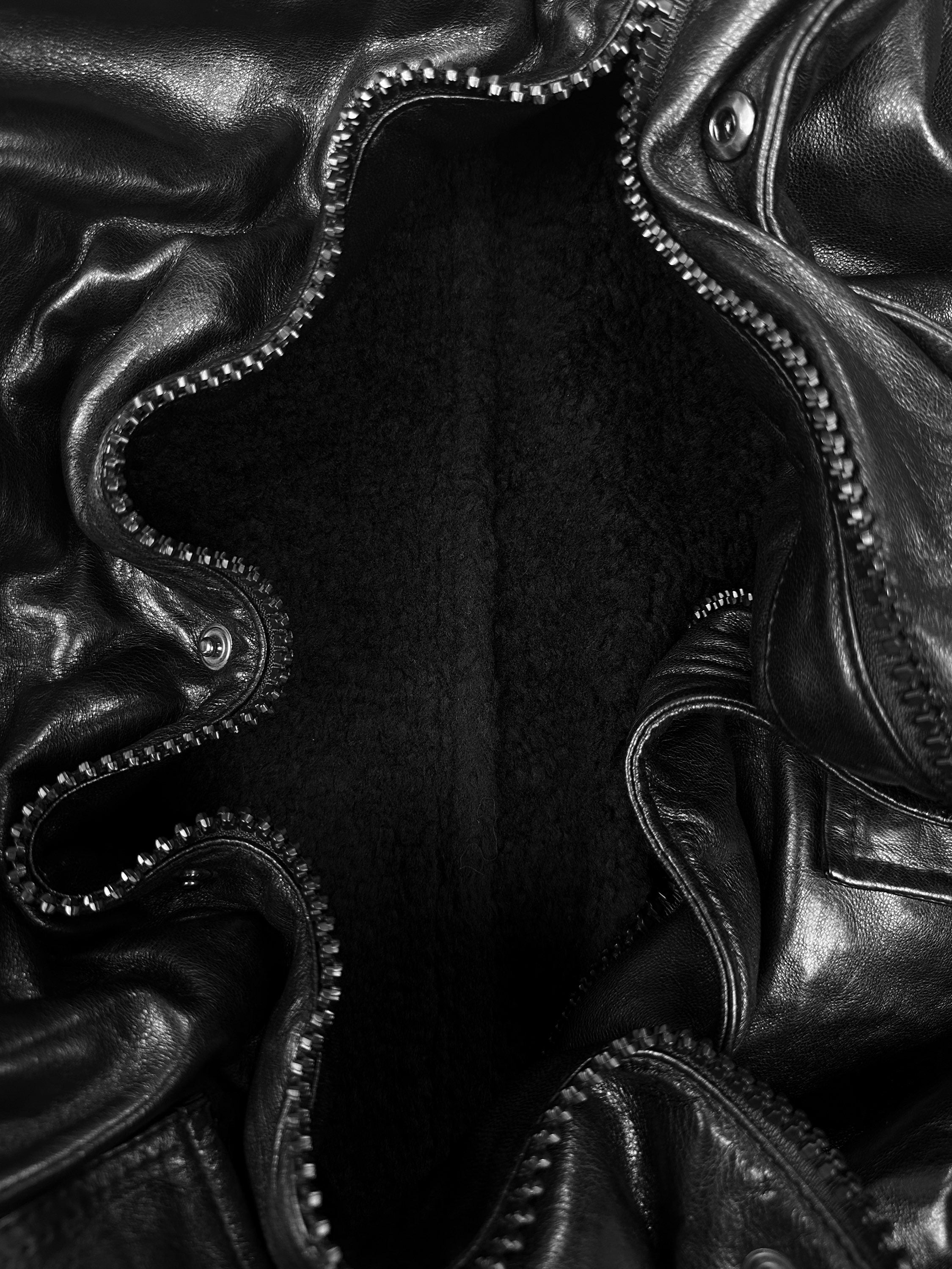 SS23 Balenciaga Leather Oversized Shearling Lined Jacket