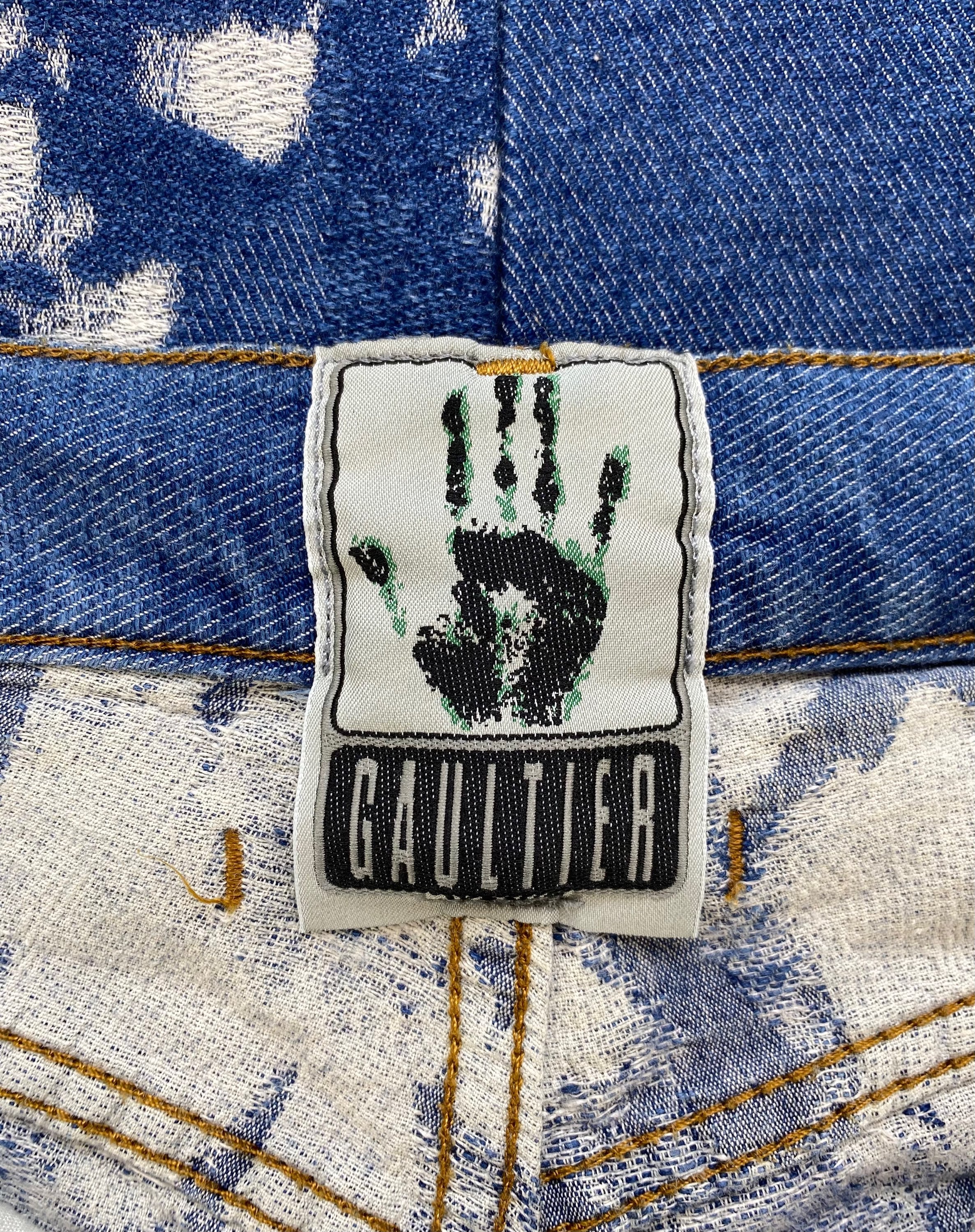AW92 Jean Paul Gaultier “Faces” Jacquard Woven Denim Jeans