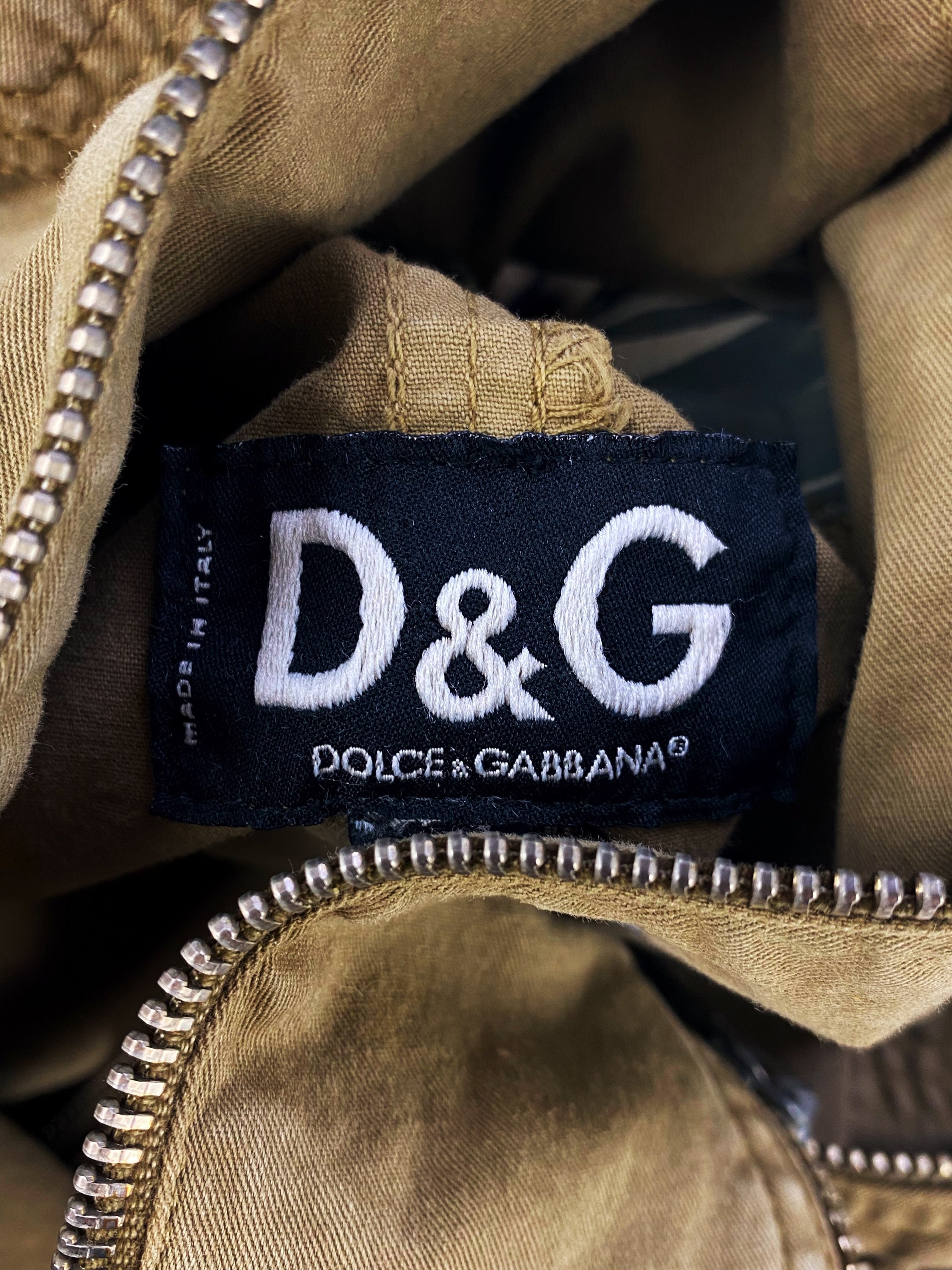 00s Dolce & Gabbana Multi Zip Belted Tan Cargo Jacket