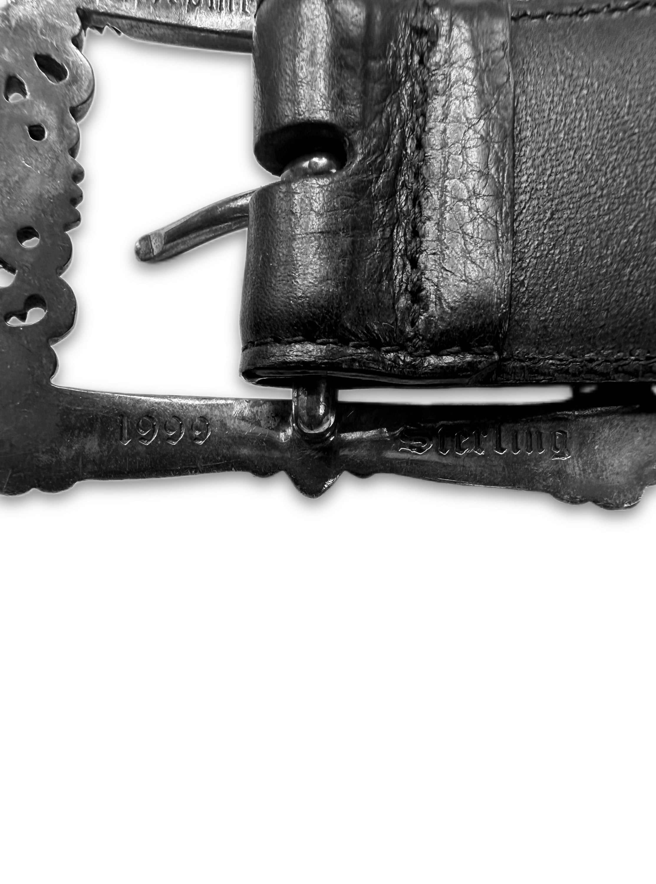Chrome Hearts ‘Fligiree’ .925 Silver Black Leather Belt