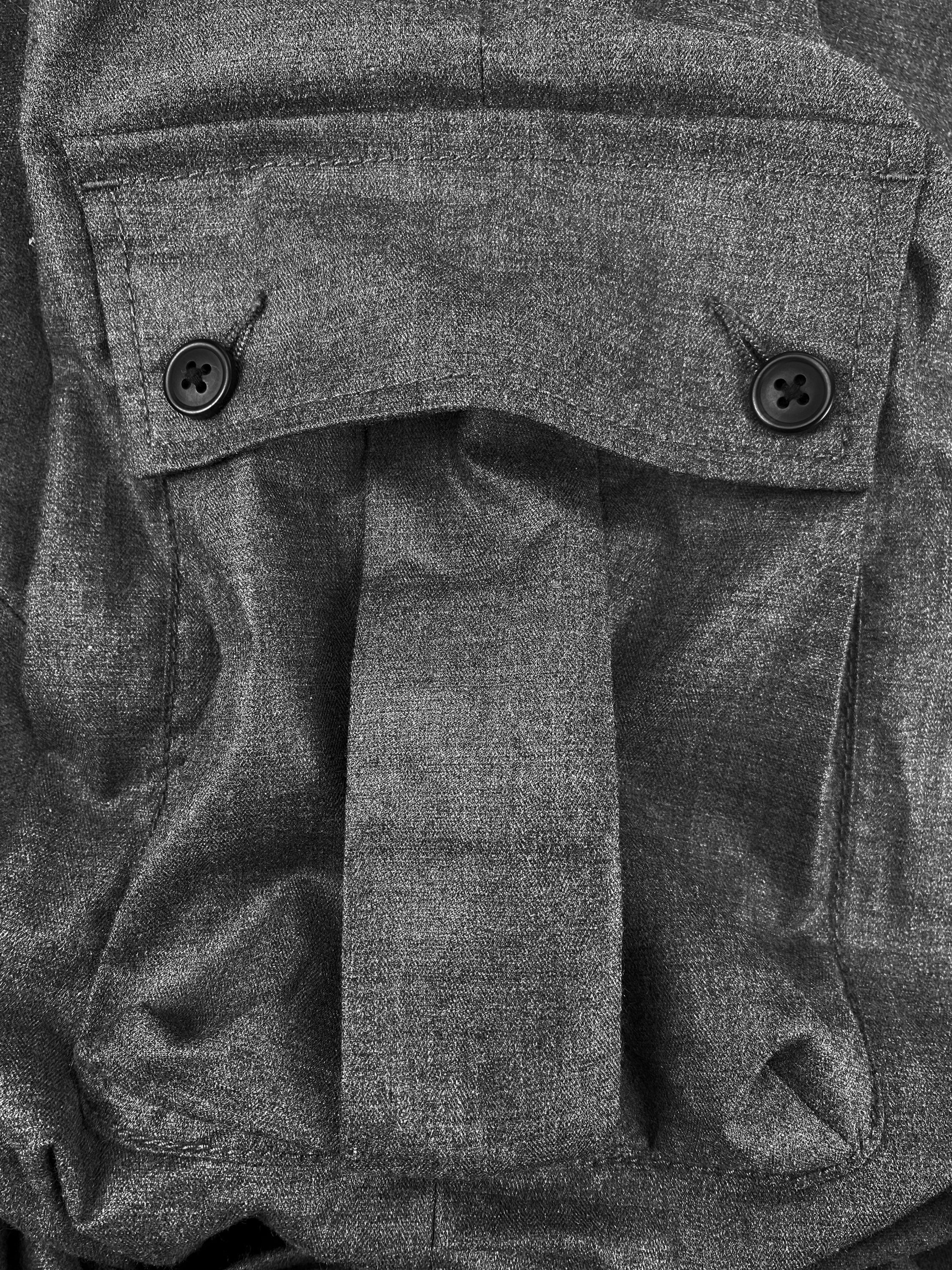 00s Tete Homme Grey Symmetric Button Clasp Cargo Pants