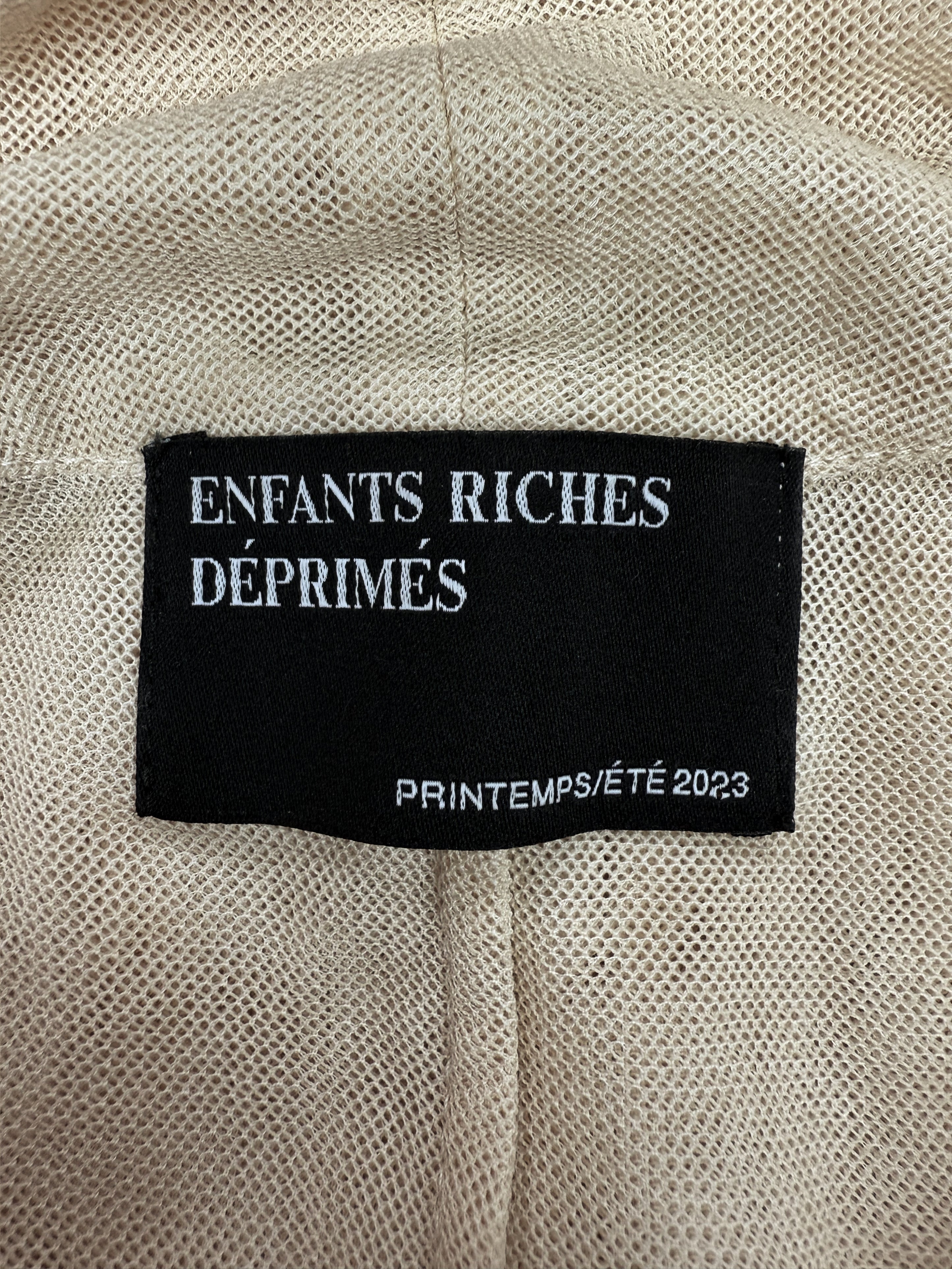 AW23 Enfants Riches Deprimes Beige Sheer Cropped Long Sleeve Shirt