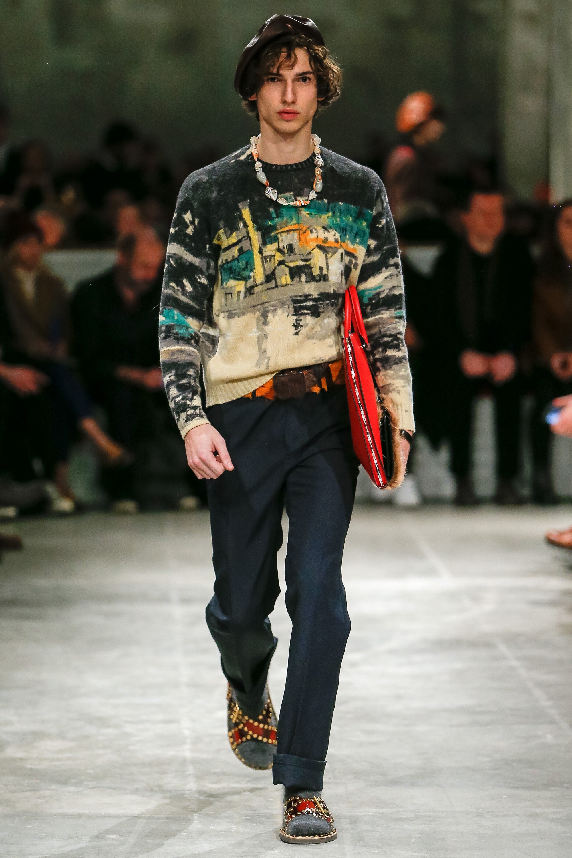 FW17 Prada Shetland Village Wool Knitted Sweater
