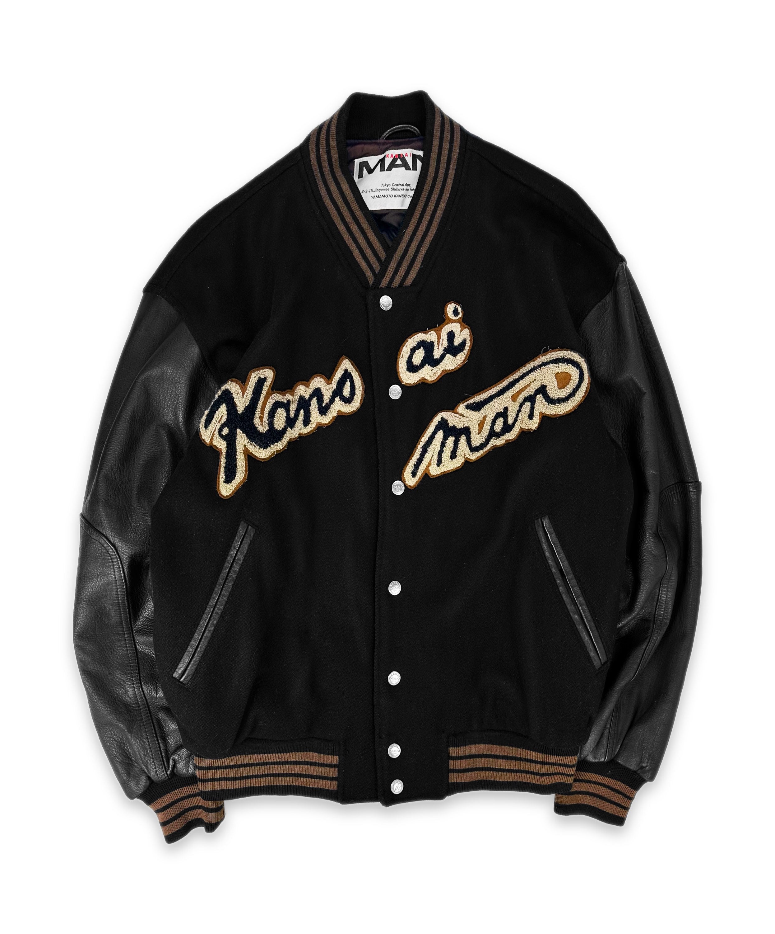 90S KANSAI YAMAMOTO 'AVENGER' CHENILLE LEATHER VARSITY JACKET