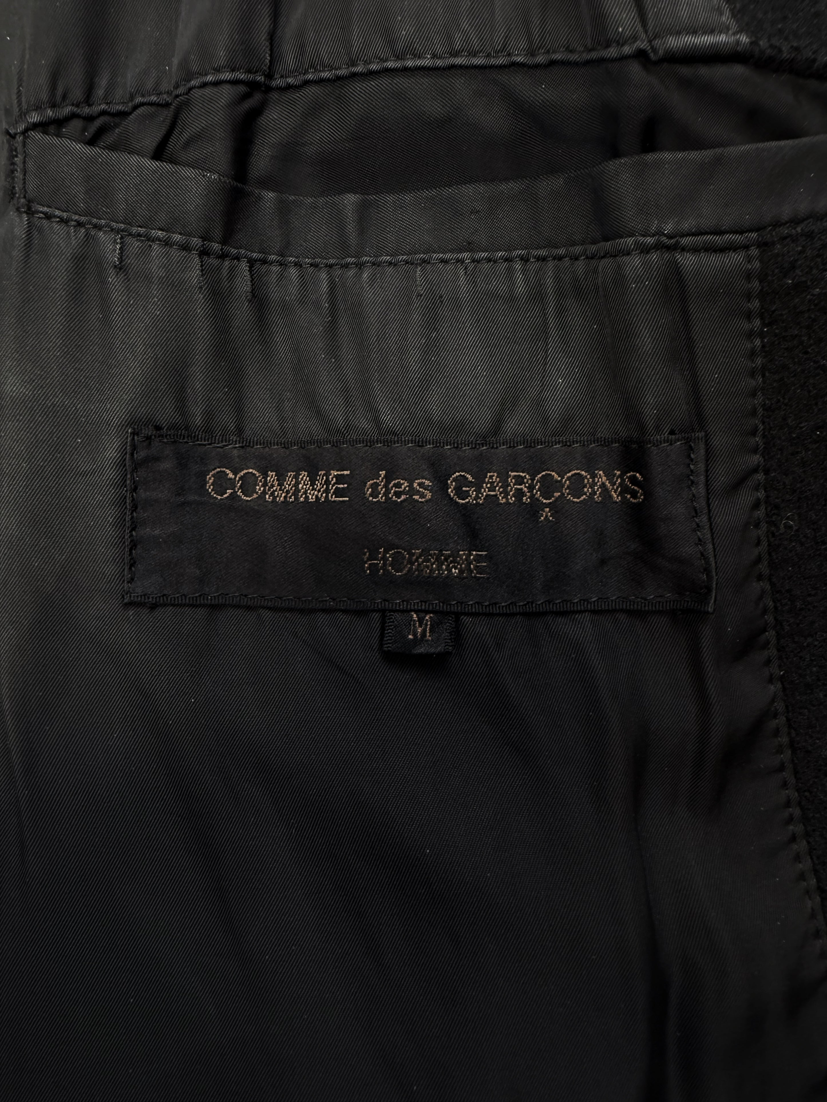1980s Comme des Garçons Leather Collar Wool Multi Pocket Jacket
