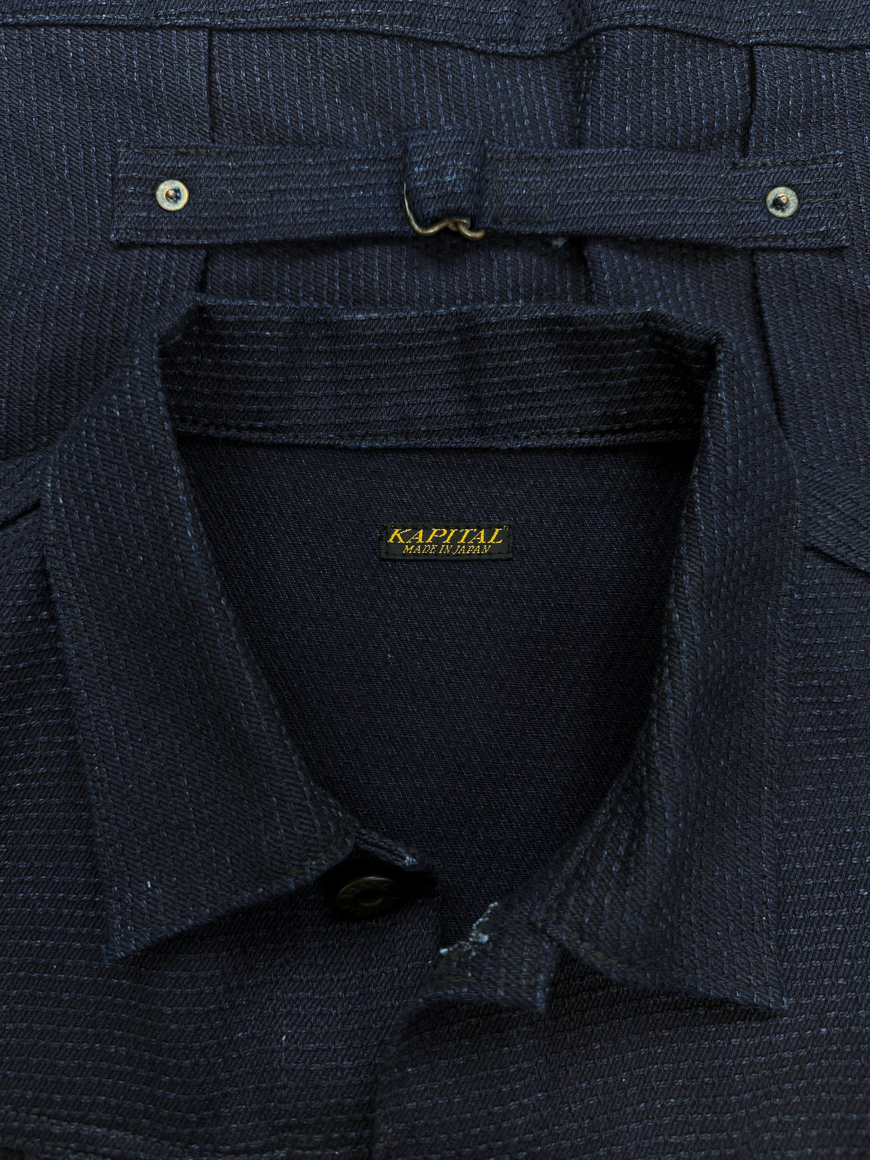 Kapital Navy Blue ‘Century’ Chest Pocket Denim Trucker Jacket