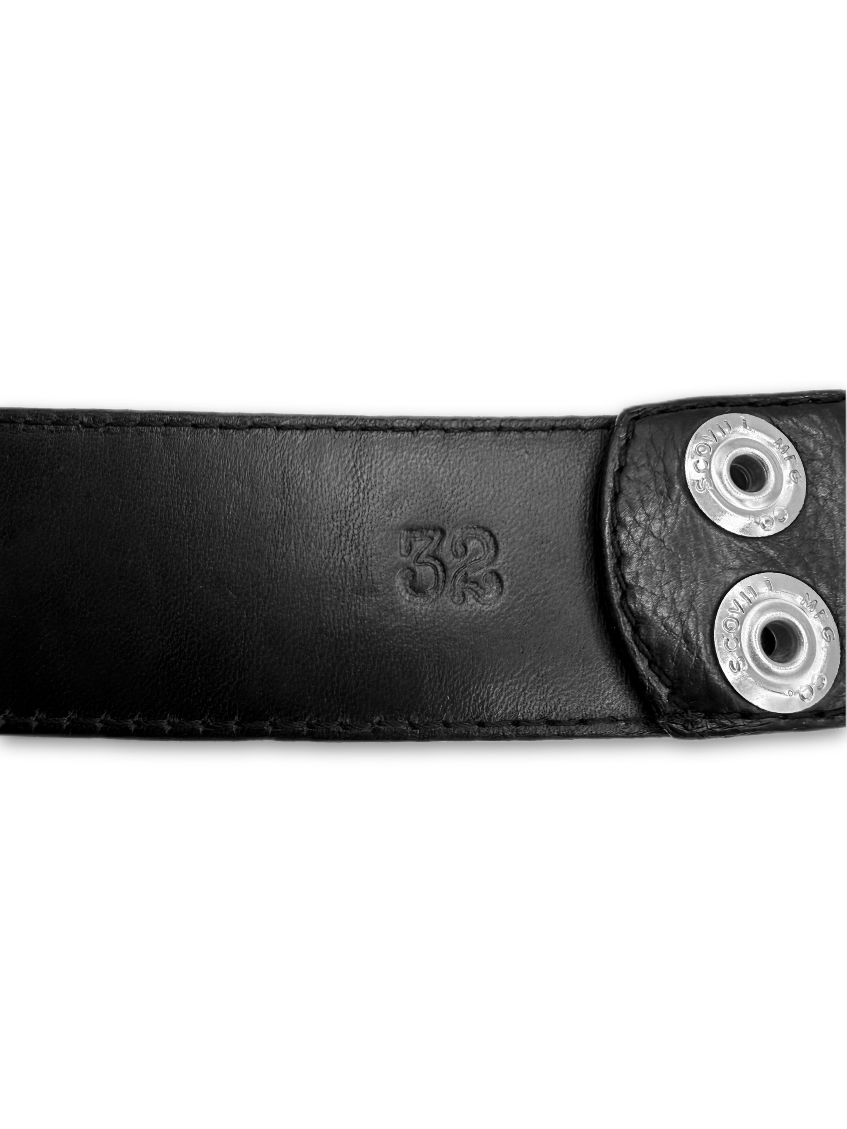 Chrome Hearts Black Leather .925 Silver Belt Strap
