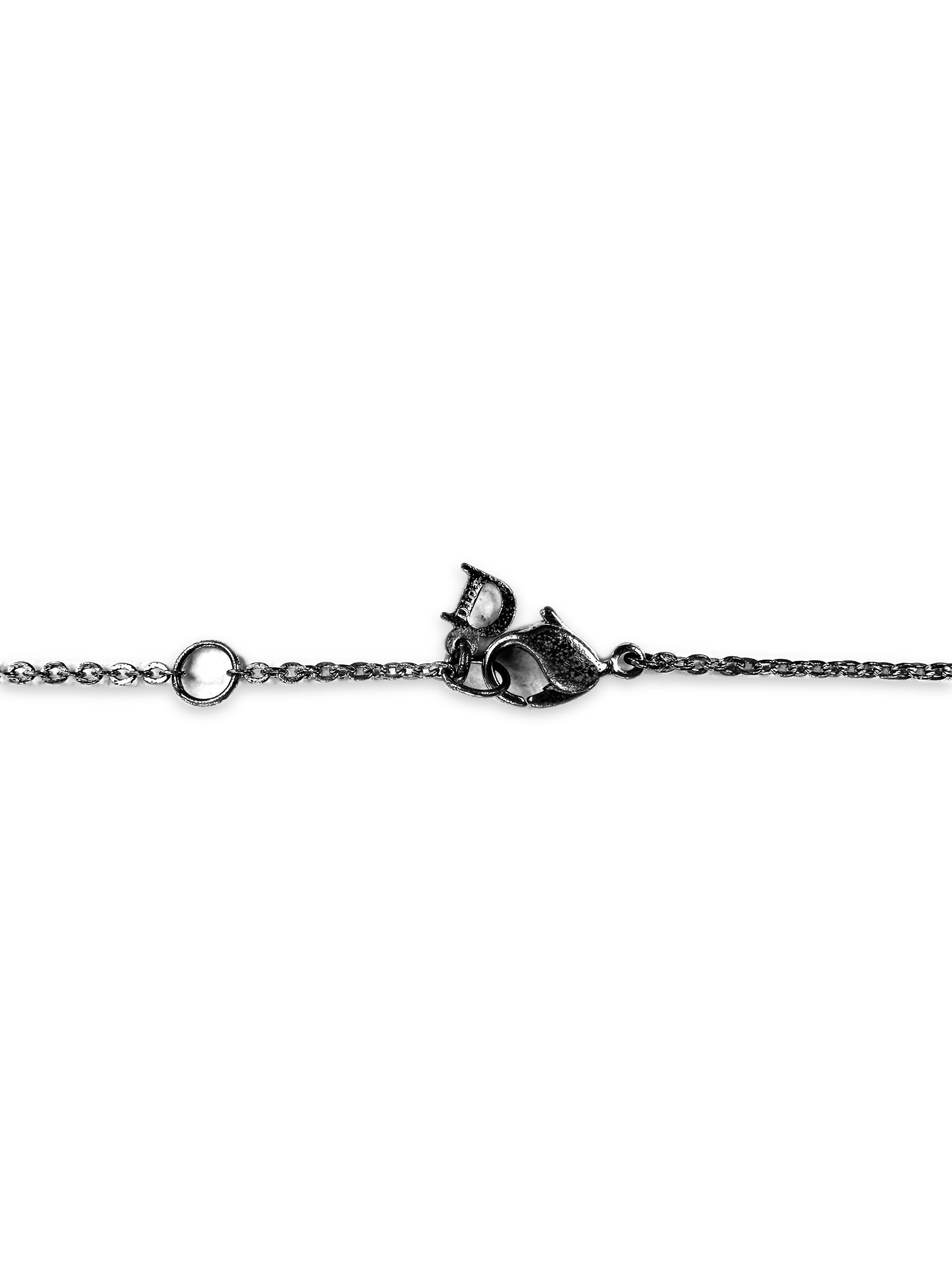 00s Dior Swarovski Crystal Butterfly Cursive Pendant Necklace