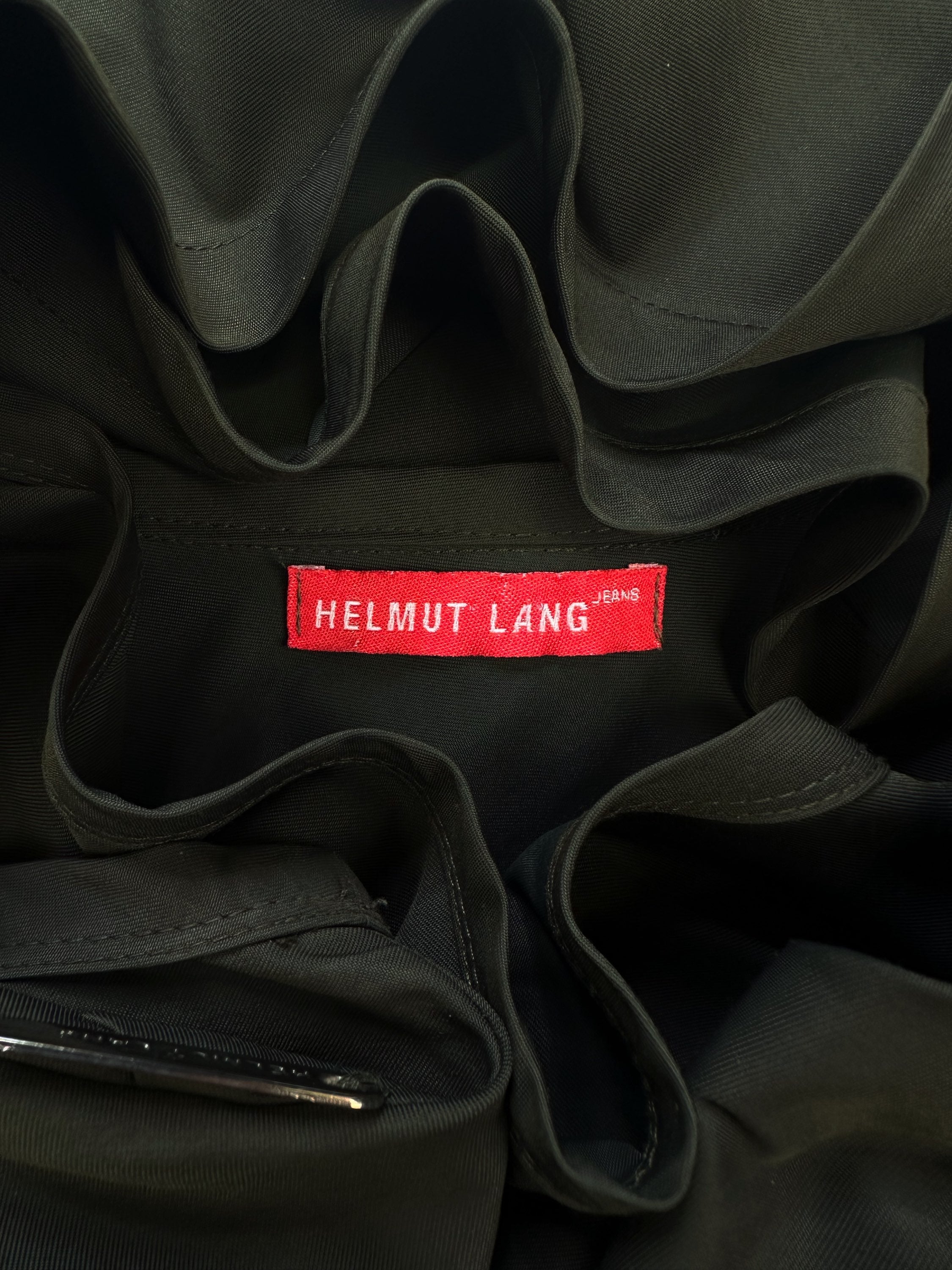 90s Helmut Lang ‘Striped’ Metal Logo Green Asymmetric Seam Tank Top
