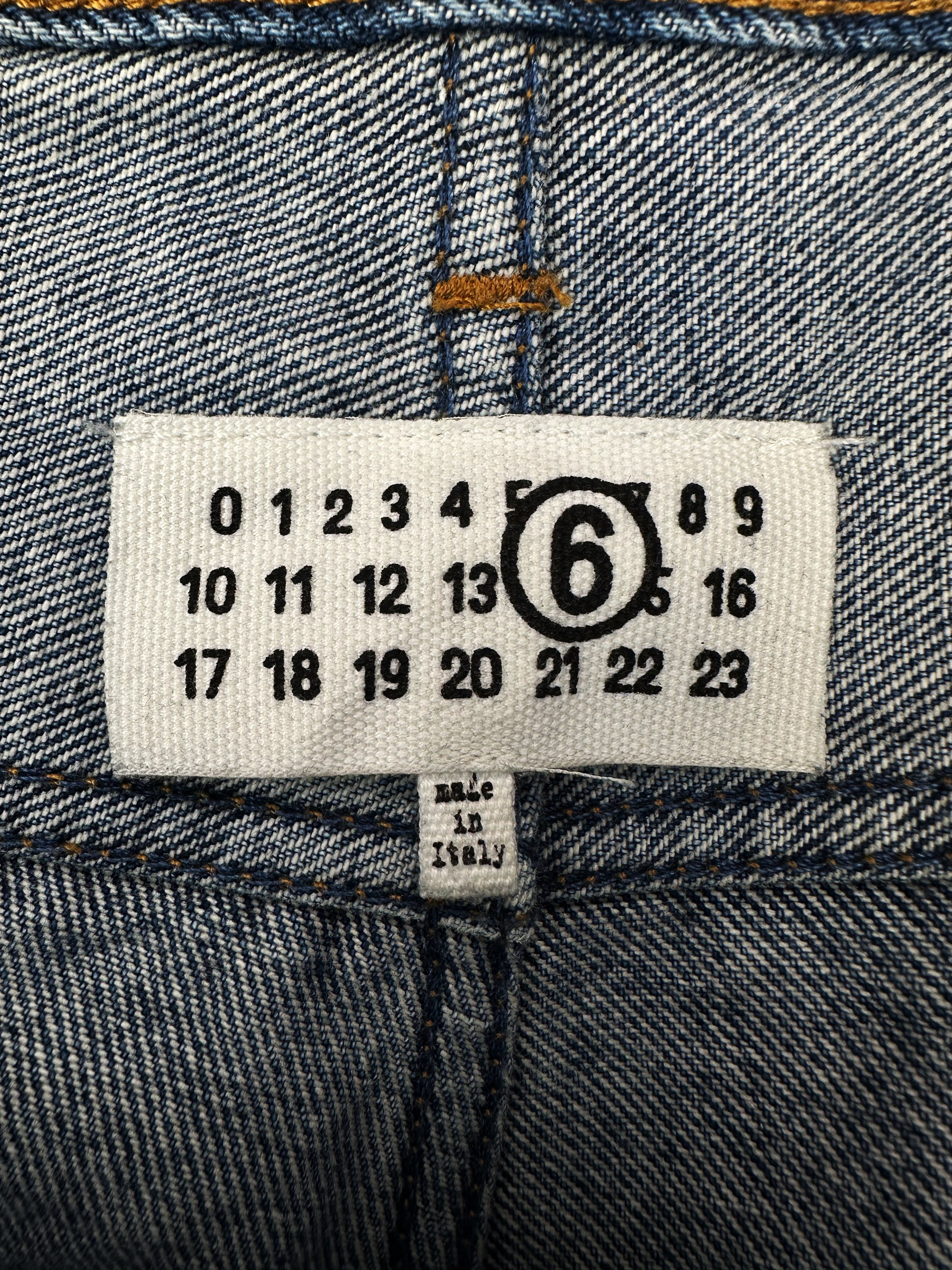 Maison Margiela MM6 Paint Crack Dark Wash Wide Cut Denim