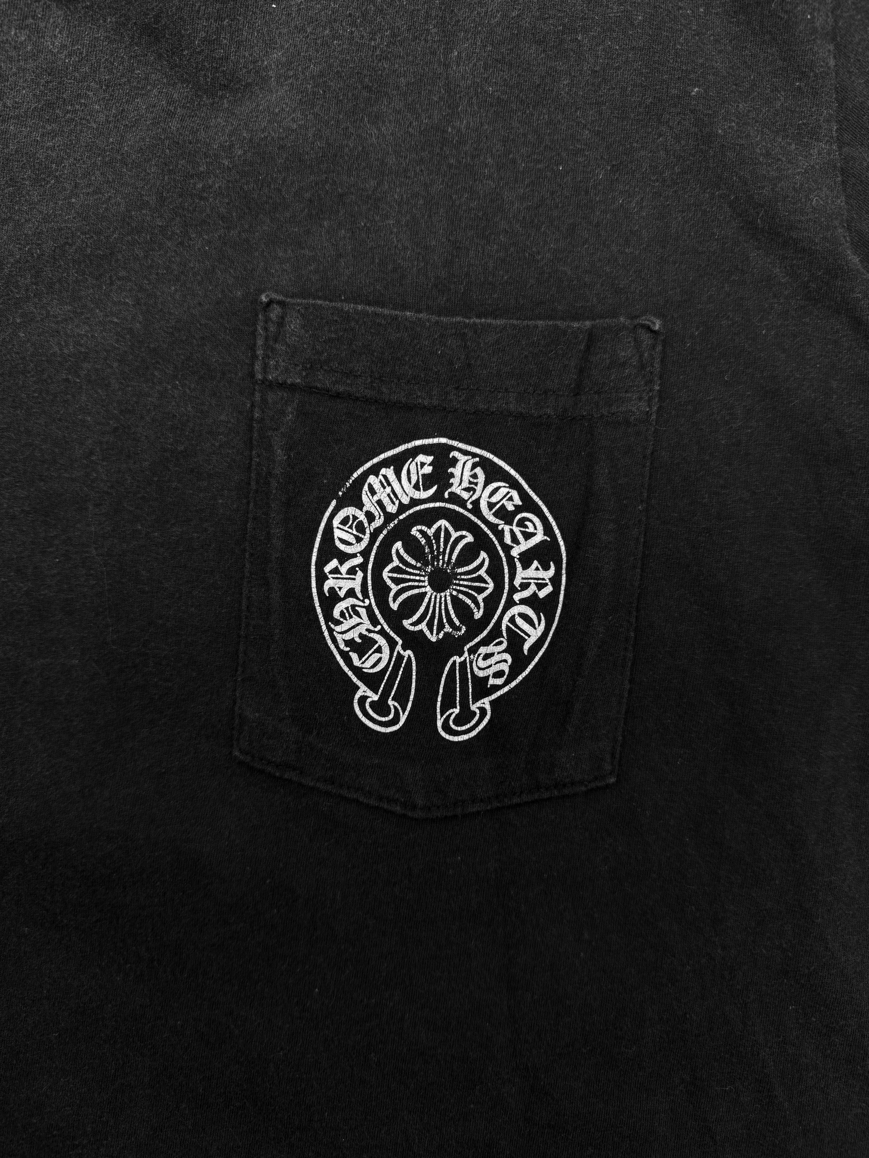 Chrome Hearts Hong Kong Horseshoe Logo Black Pocket T-Shirt