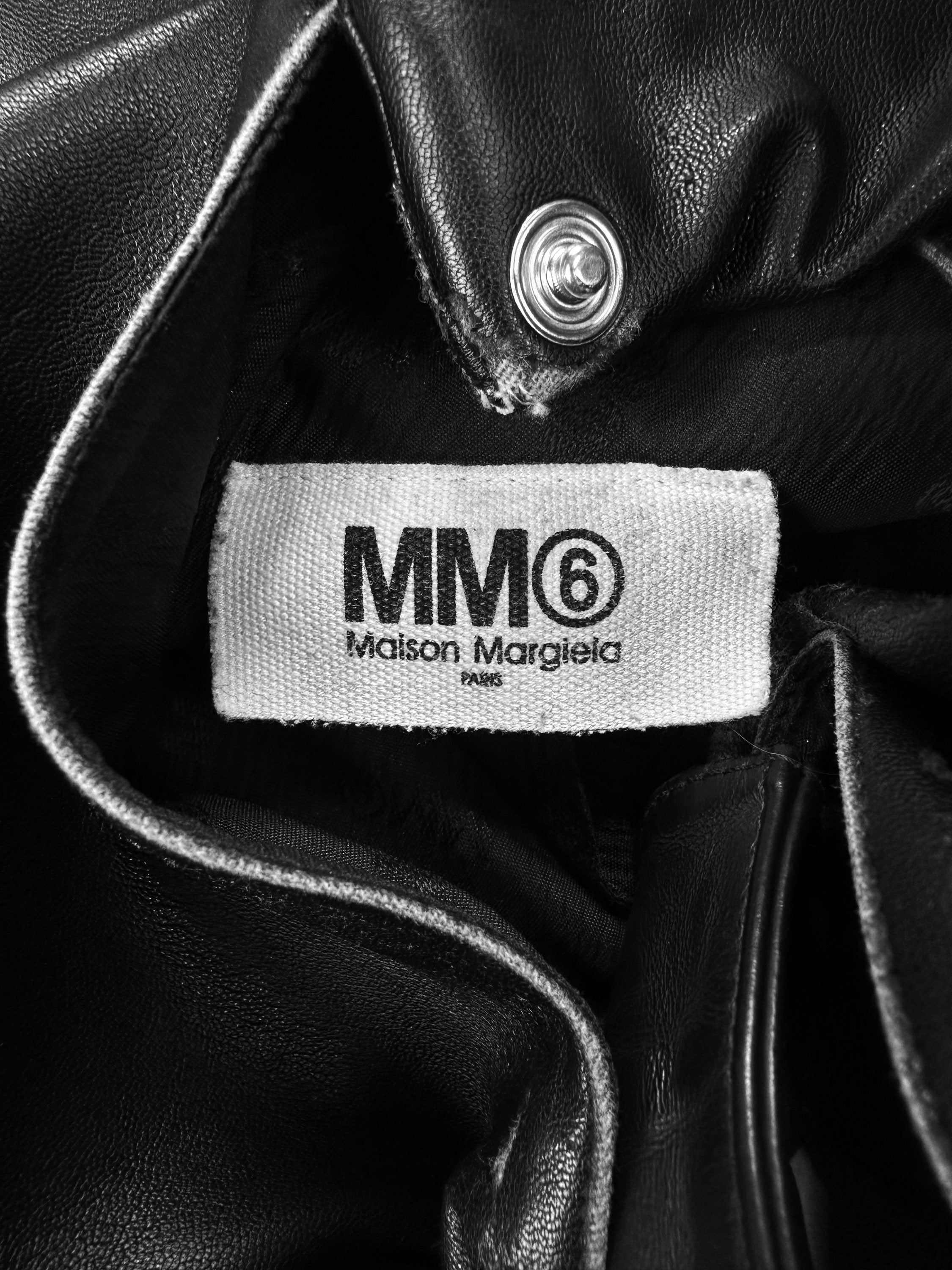 Maison Margiela MM6 Black Leather Darting Handbag