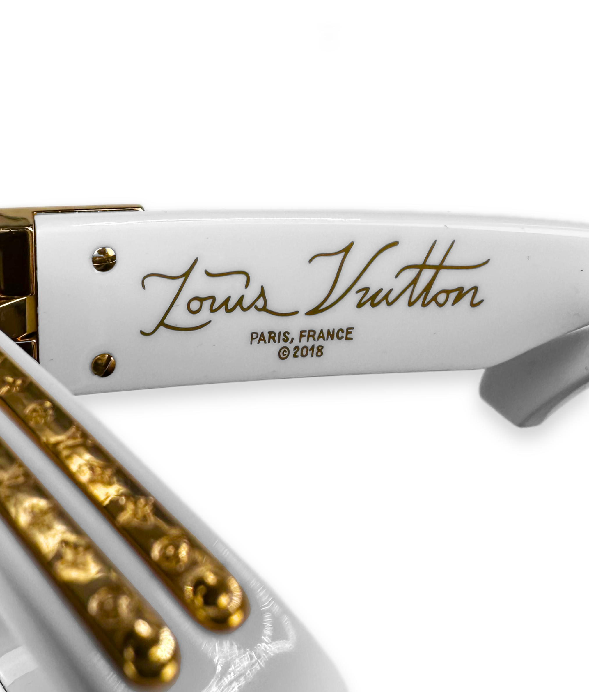 AW19 Louis Vuitton ‘1.1 Millionaire’ White Gold Boxy Sunglasses