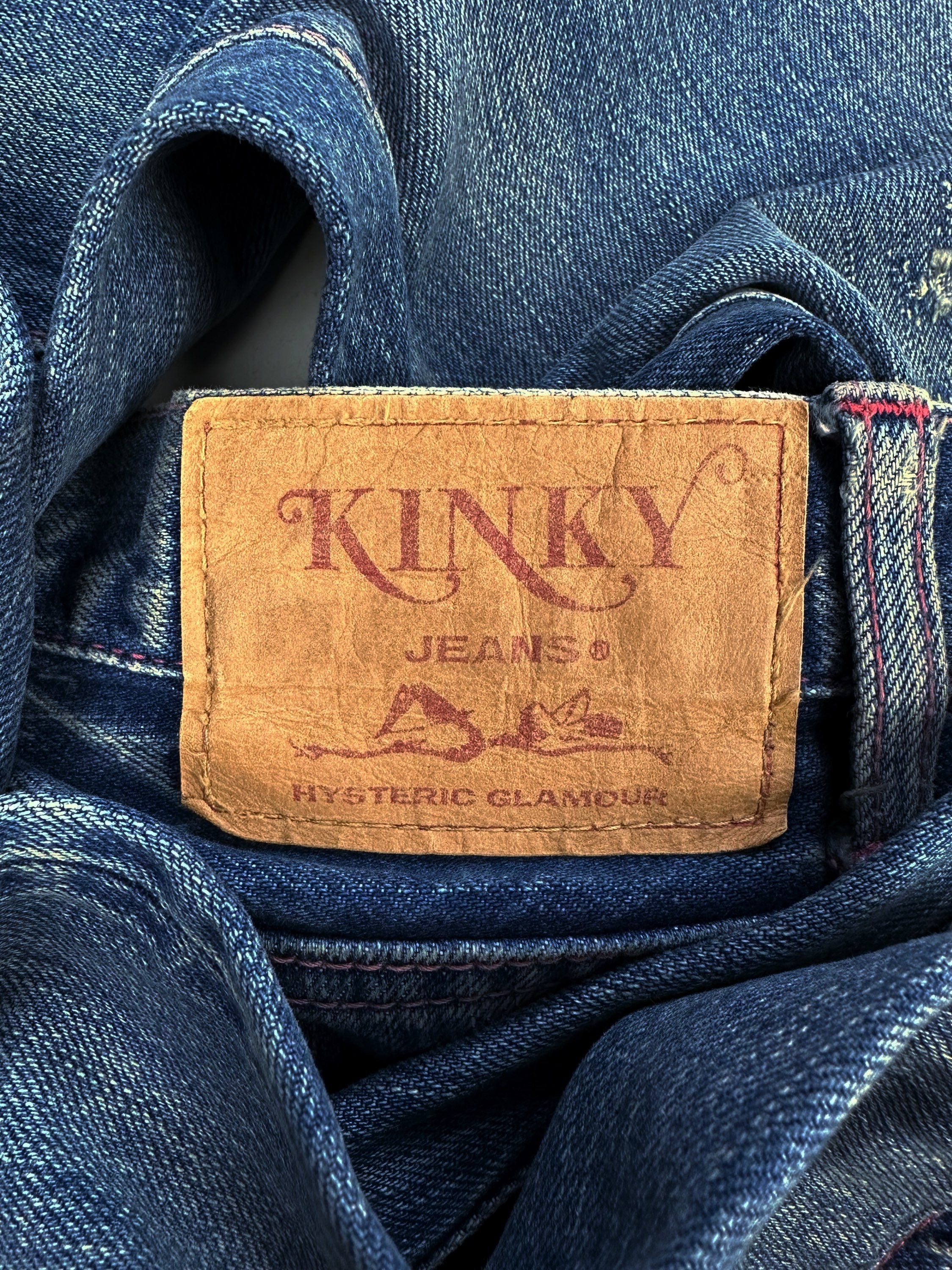 00s Hysteric Glamour ‘Kinky’ Pink Embroidered Studded Denim