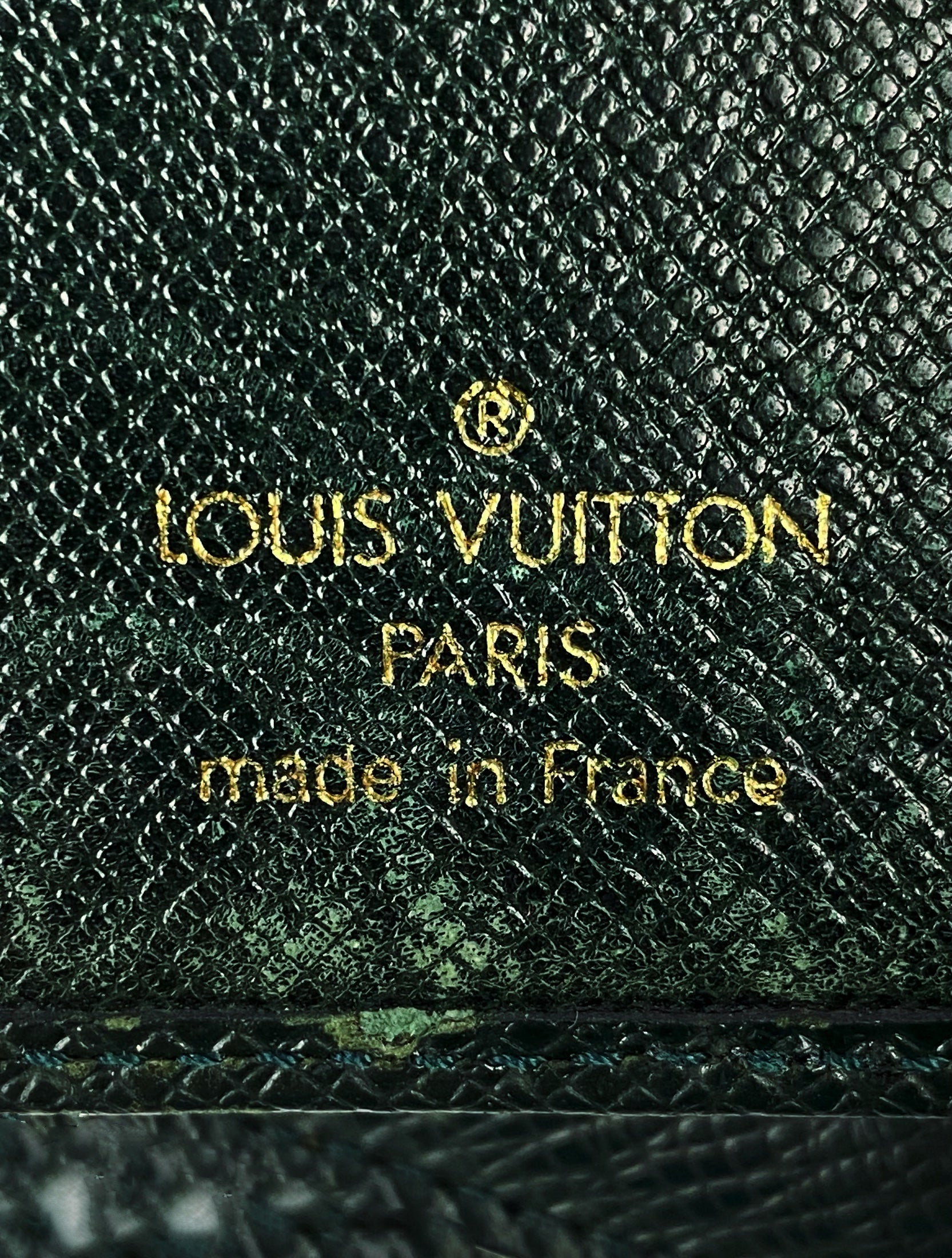 Louis Vuitton LV Logo Embossed Pine Green Wallet