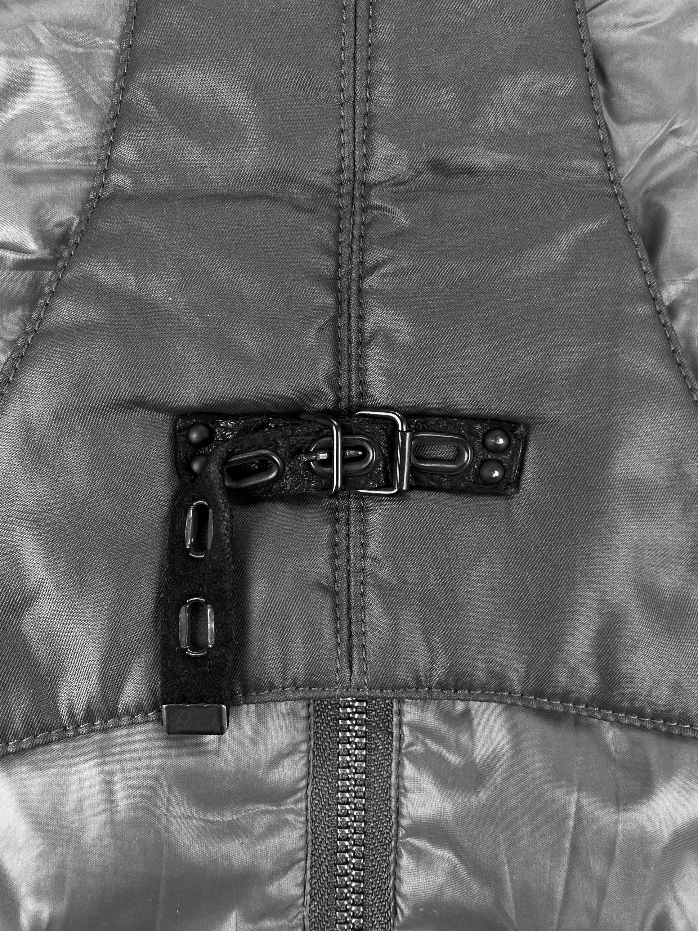 00s L.G.B (Le Grand Bleu) Nylon PVC Welt Pocket Belted Vest