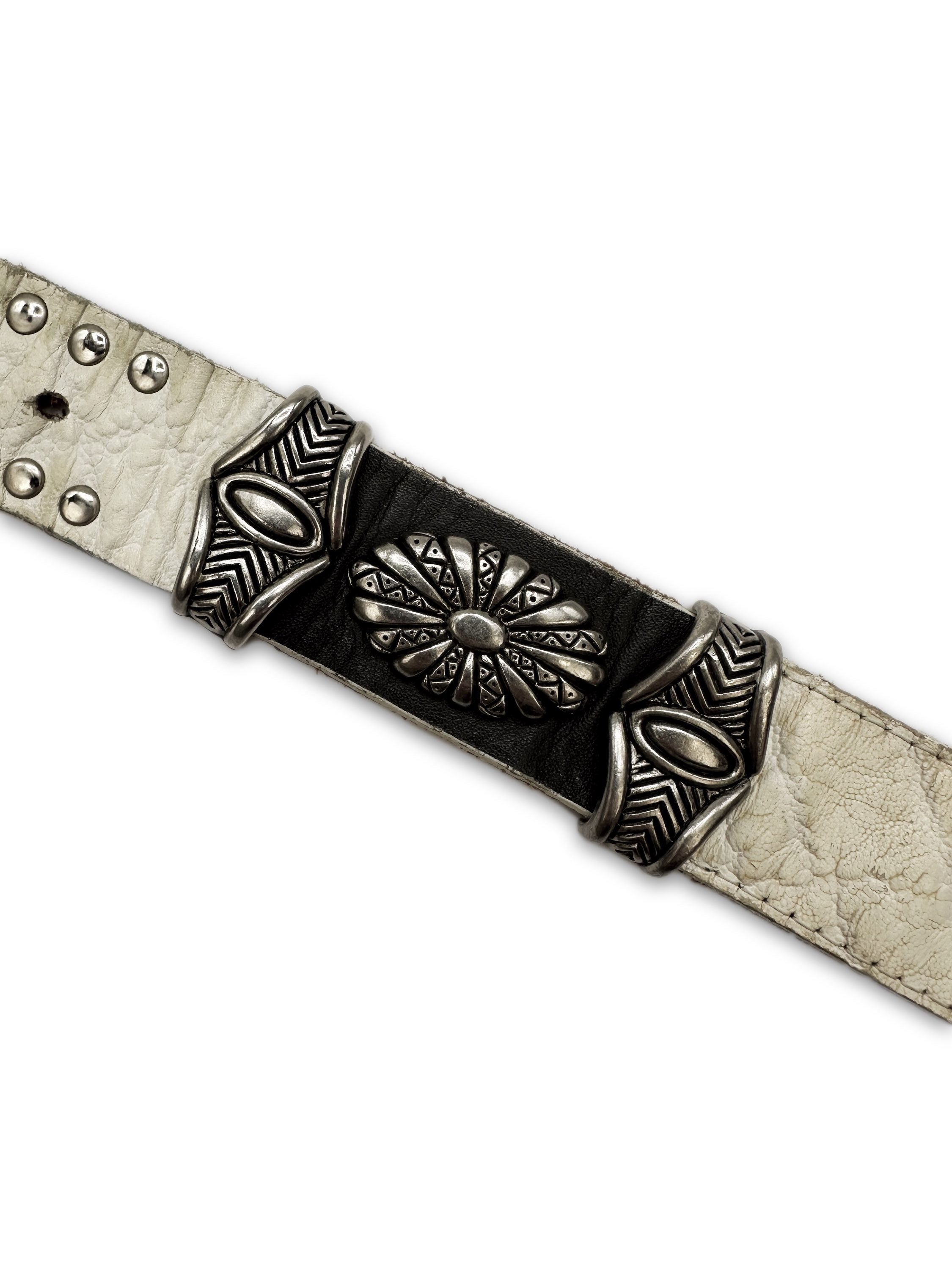00s Tornado Mart ‘Western’ Studded White Leather Belt