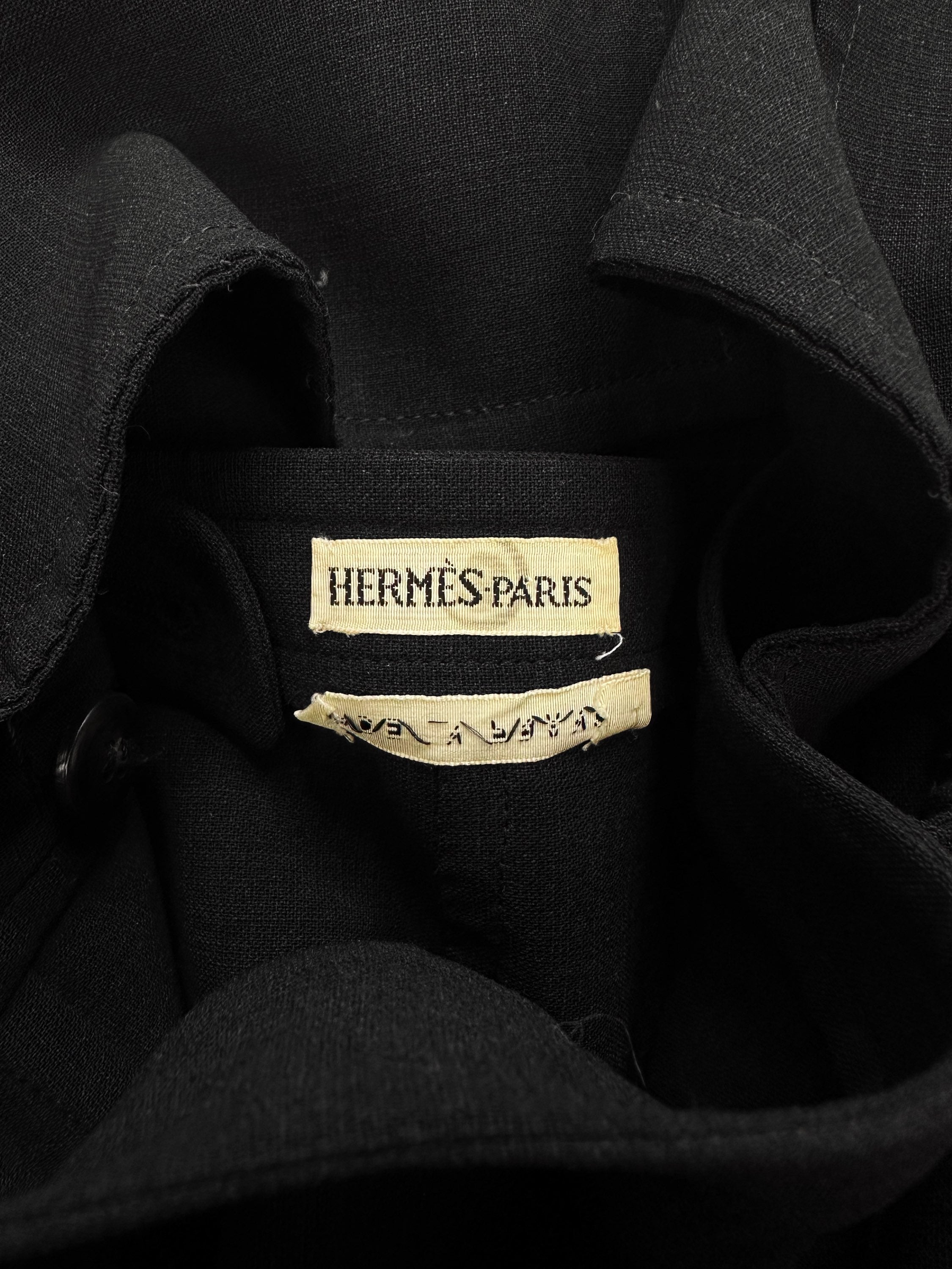 90s Hermès by Martin Margiela ‘H’ Button Black Mid Length Skirt