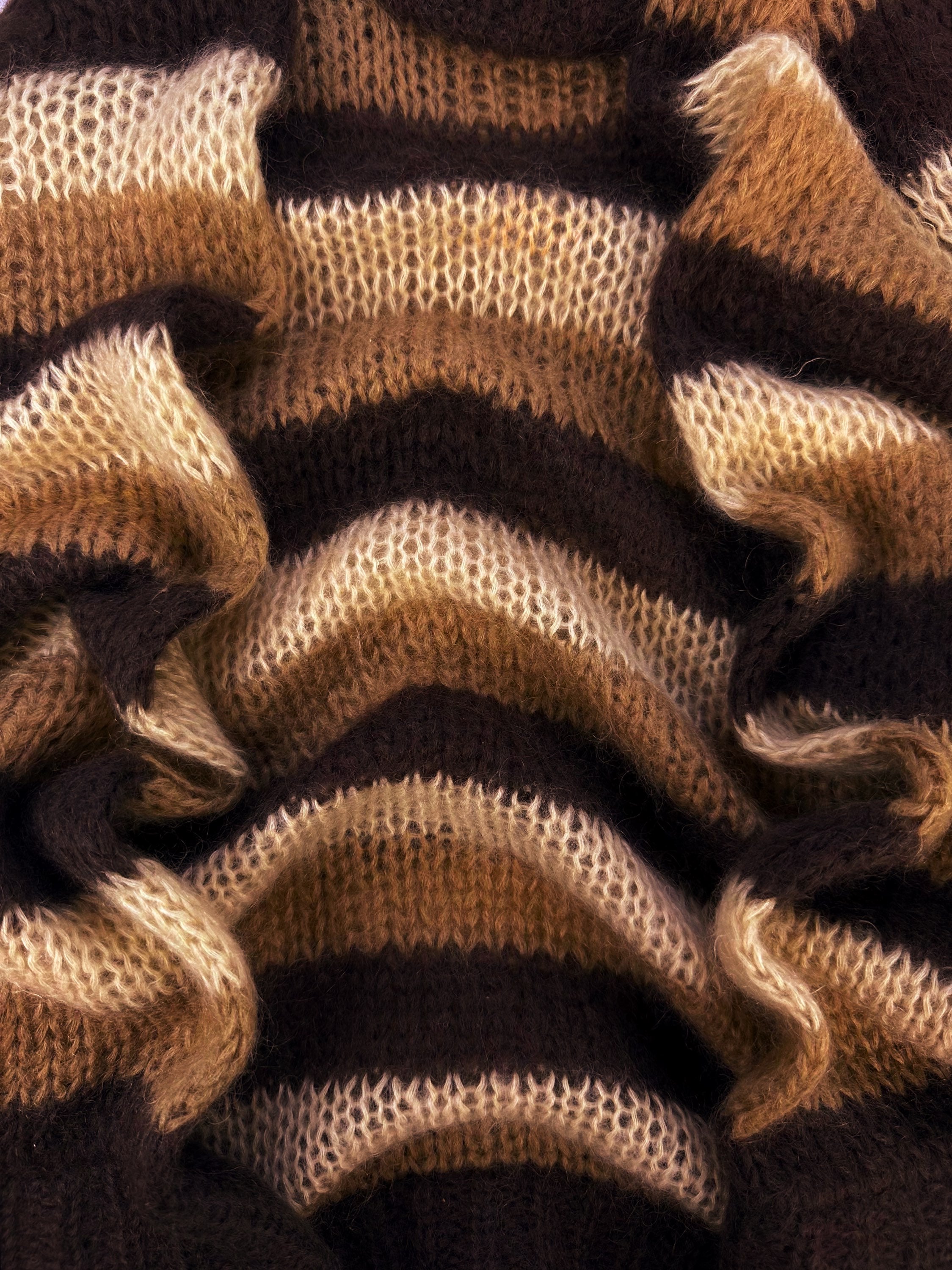 AW17 Prada ‘Striped’ Loose Gauge Tonal Mohair Knitted Sweater