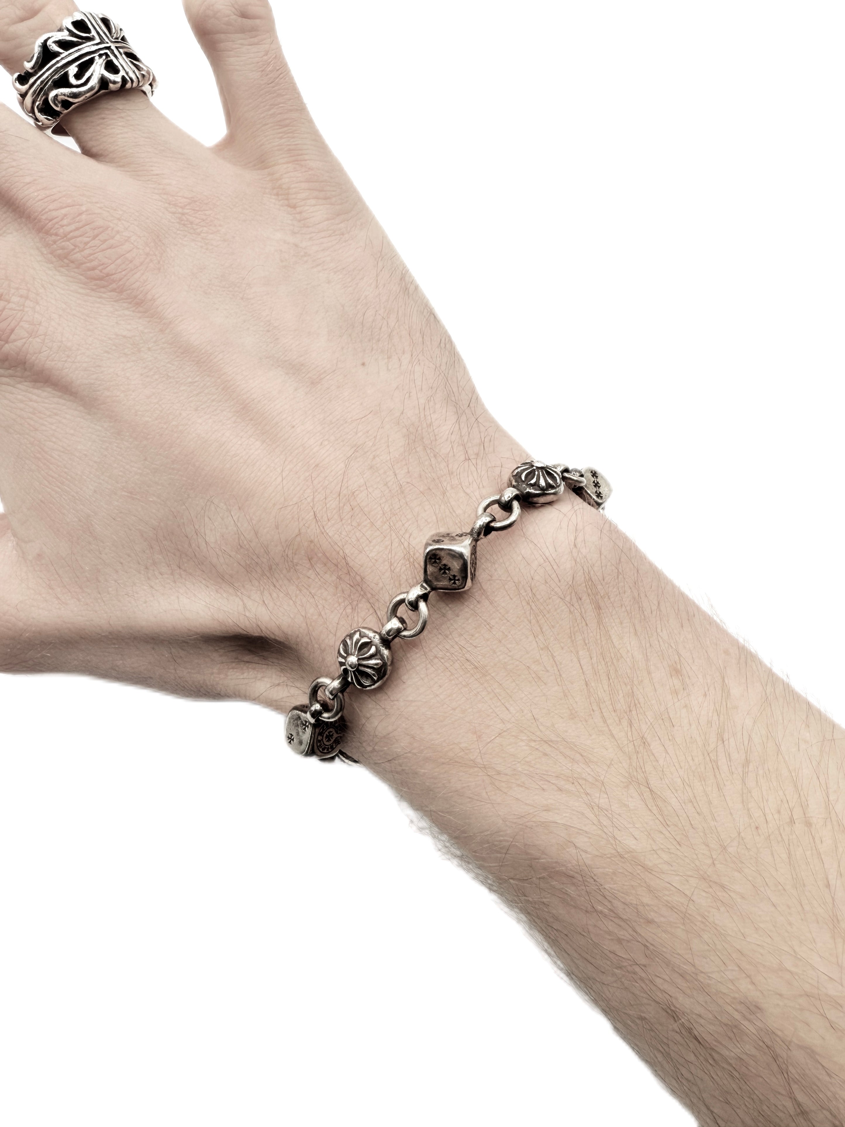 Chrome Hearts Dice Crossball .925 Silver Bracelet