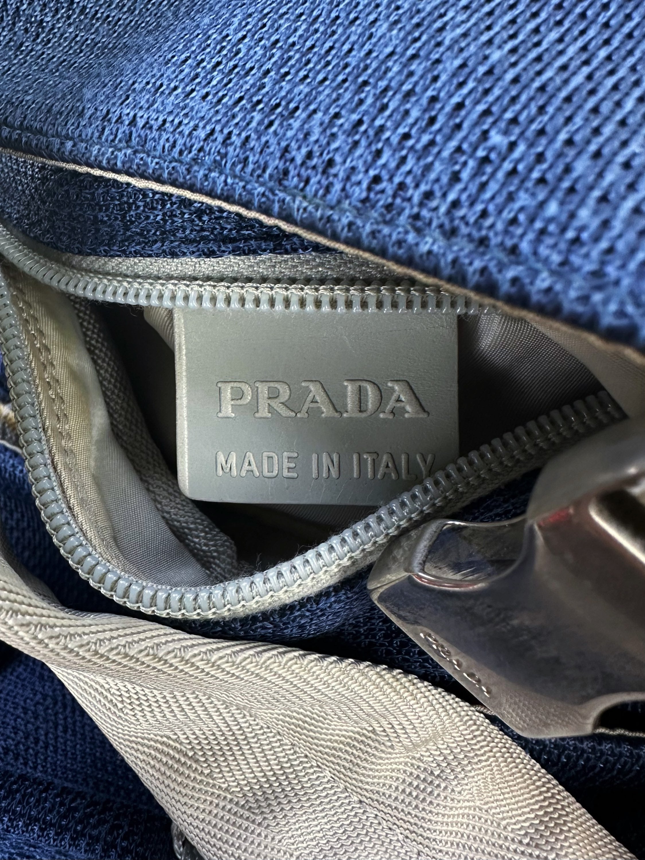 00s Prada Sport Blue Top Loading Nylon Shoulder Bag