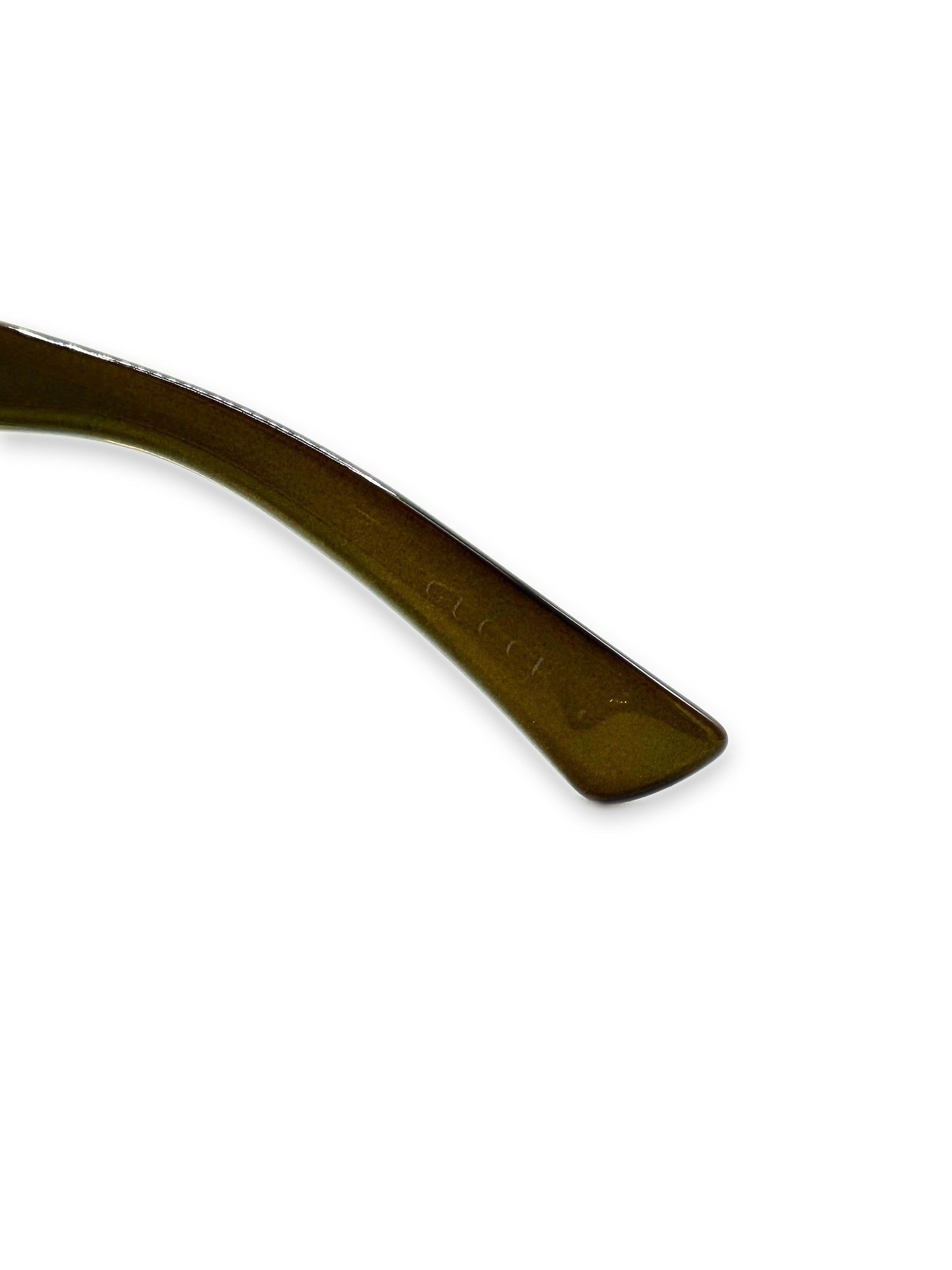 00s Gucci Olive Green Horsebit Rounded Frame Sunglasses