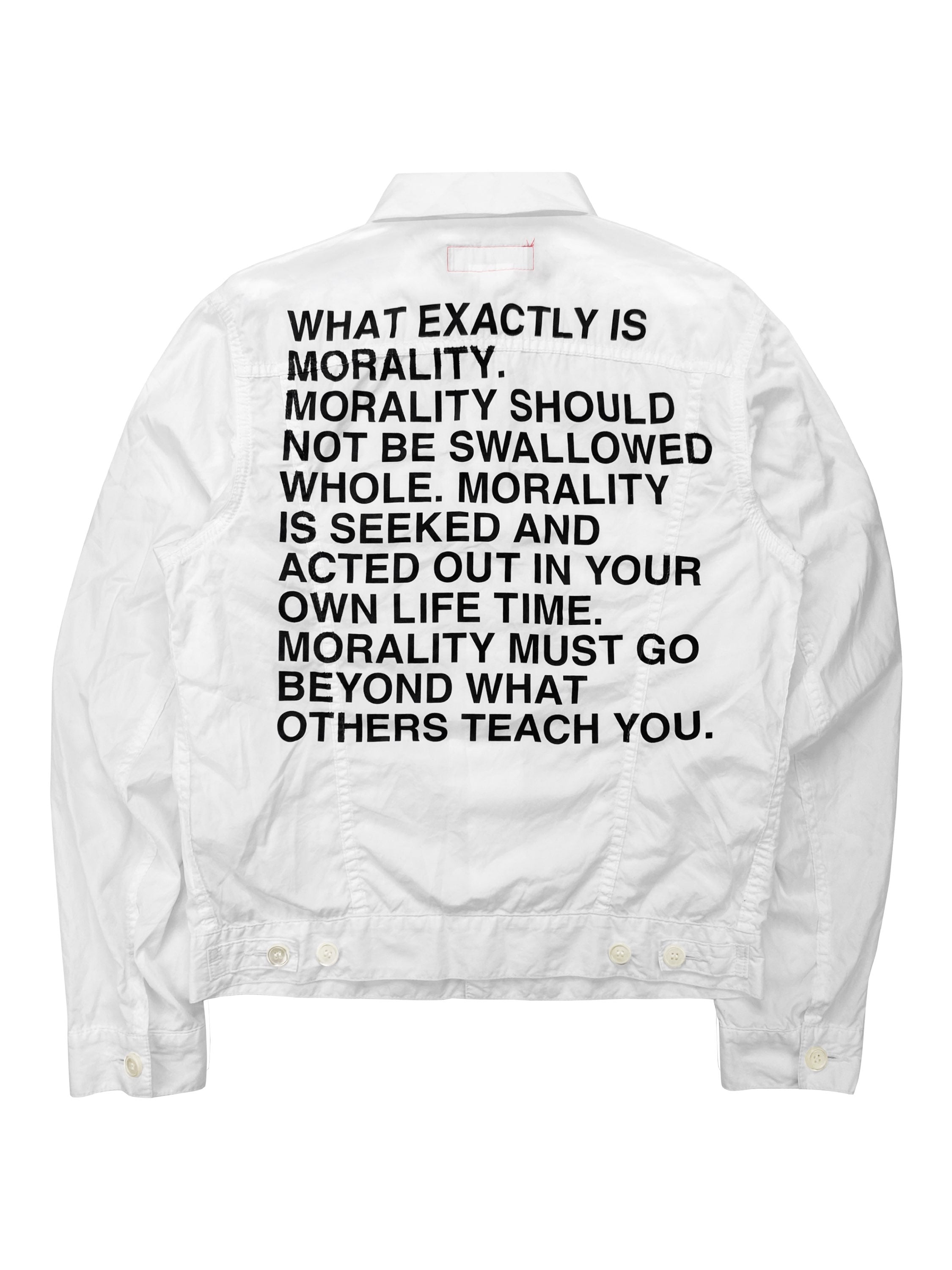 SS02 JUNYA WATANABE “MORALITY” POEM WHITE TRUCKER JACKET