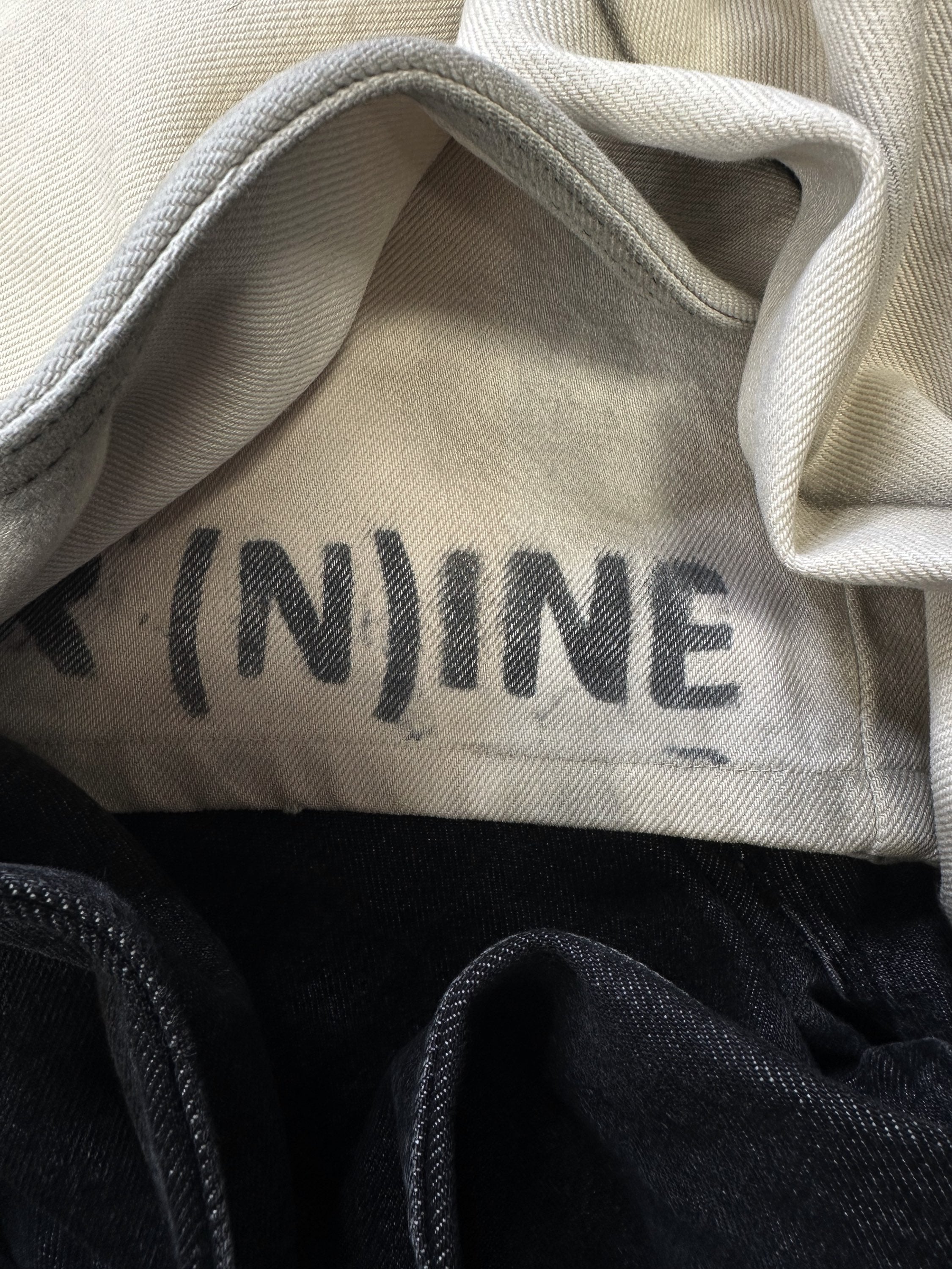 00s Number (N)ine Dip Dye ‘Stamped’ Black Wide Cut Denim