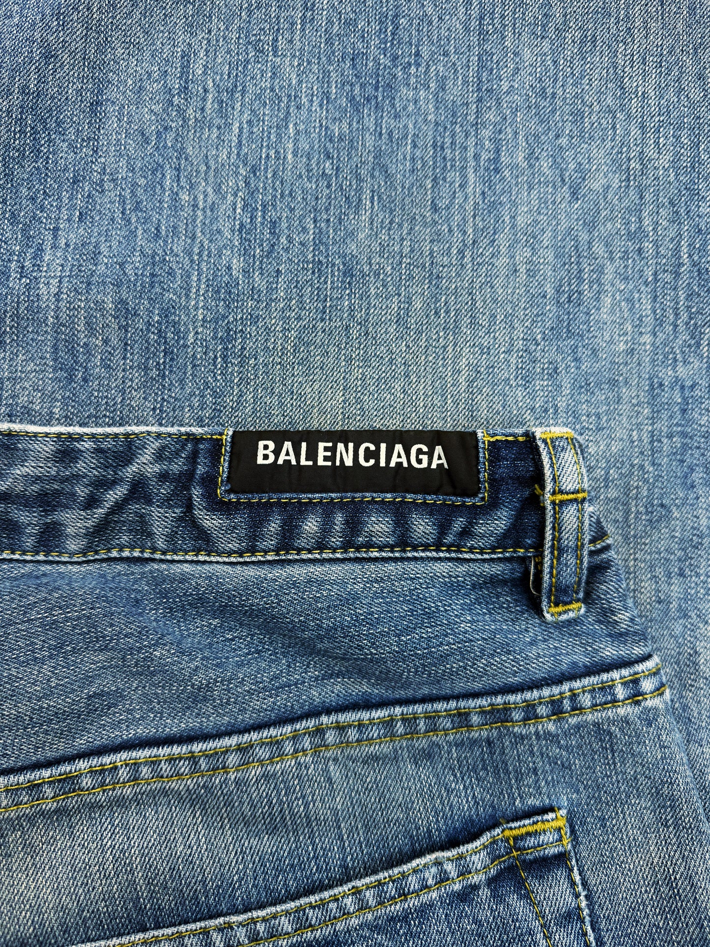 SS24 Balenciaga ‘Skater’ Drawstring Shoelace Light Wash Baggy Denim