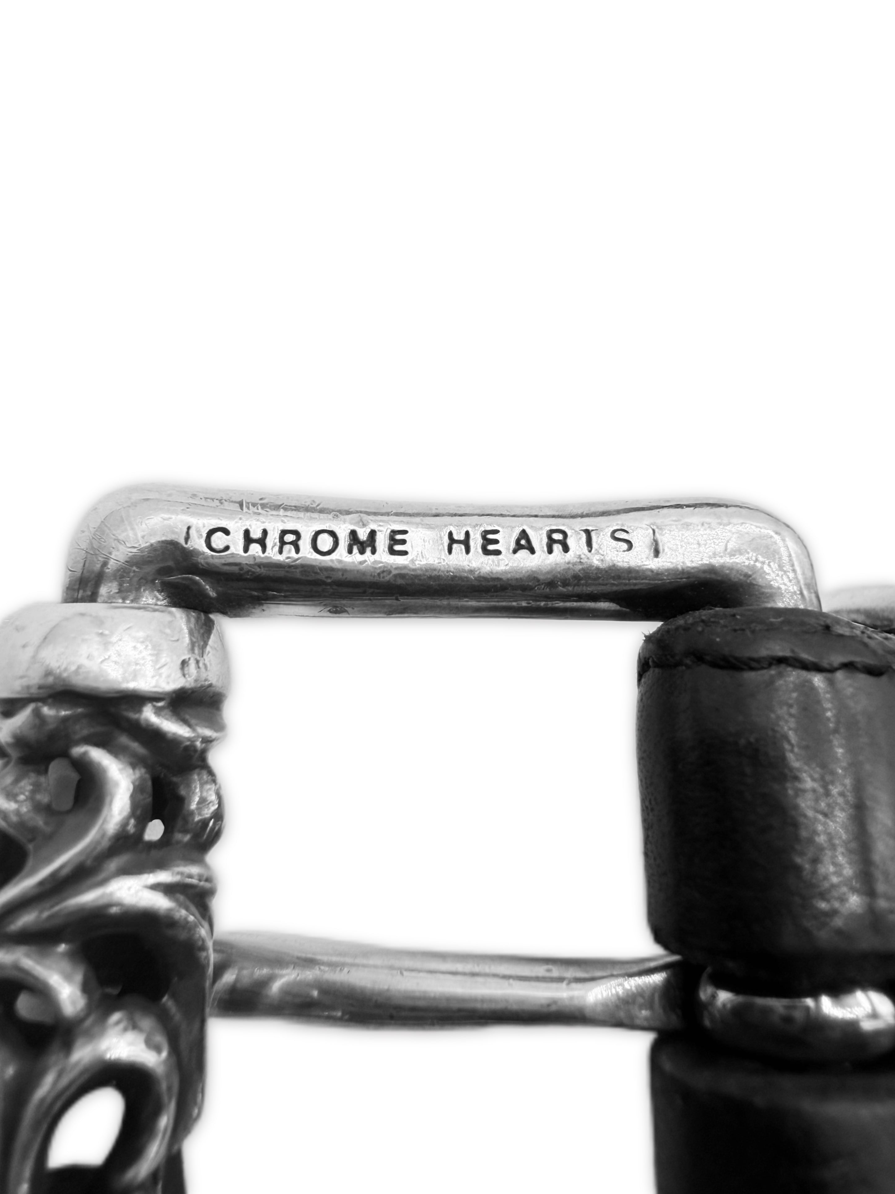 Chrome Hearts Double Roller .925 Silver Black Leather Belt