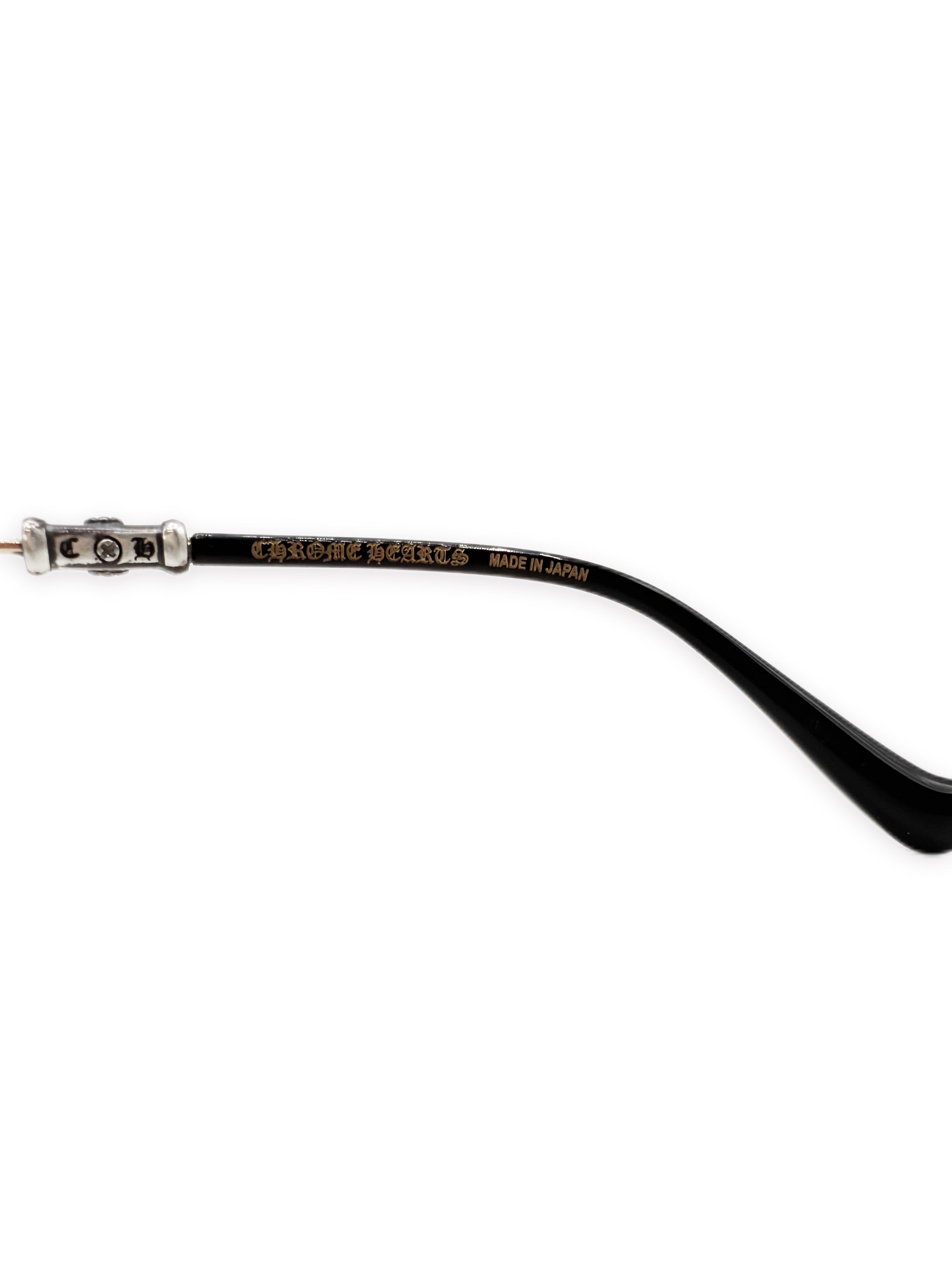 Chrome Hearts ‘Bubba-A’ White Gold Plated Silver Floral Prescription Glasses