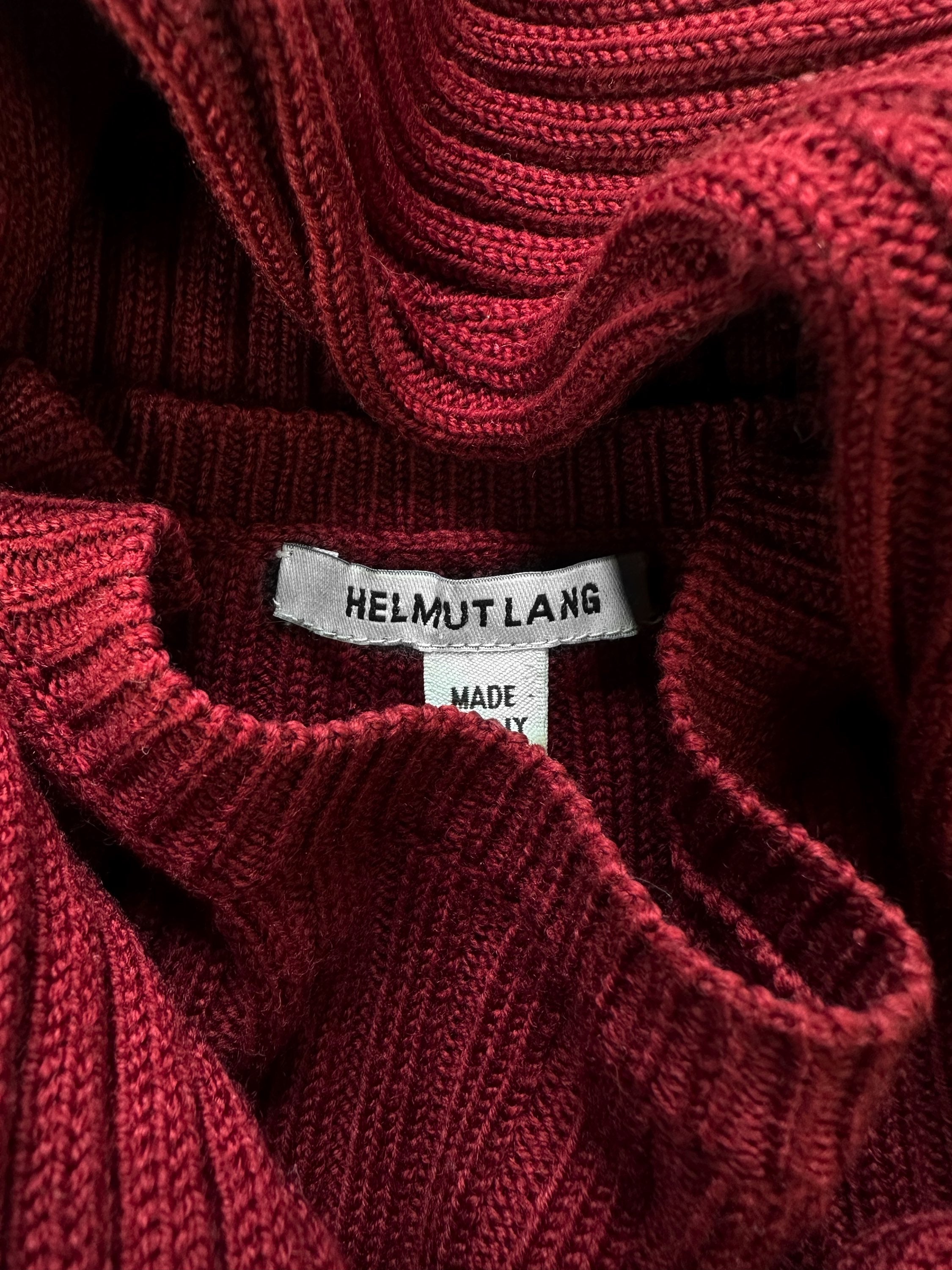 00s Helmut Lang Dark Red Ribbed Knit Sweater