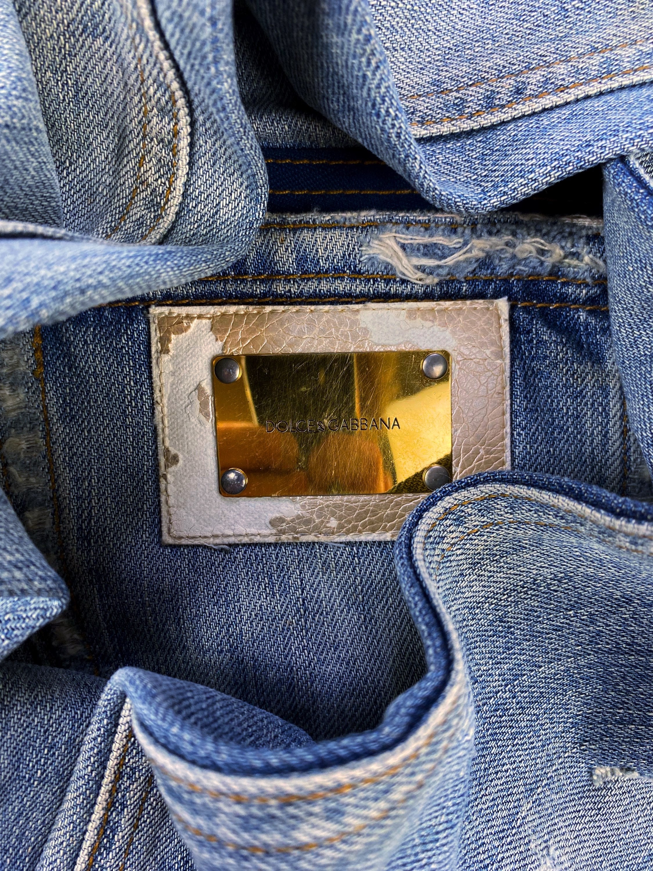 Dolce & Gabbana Light Wash Distressed Wide Cut Denim