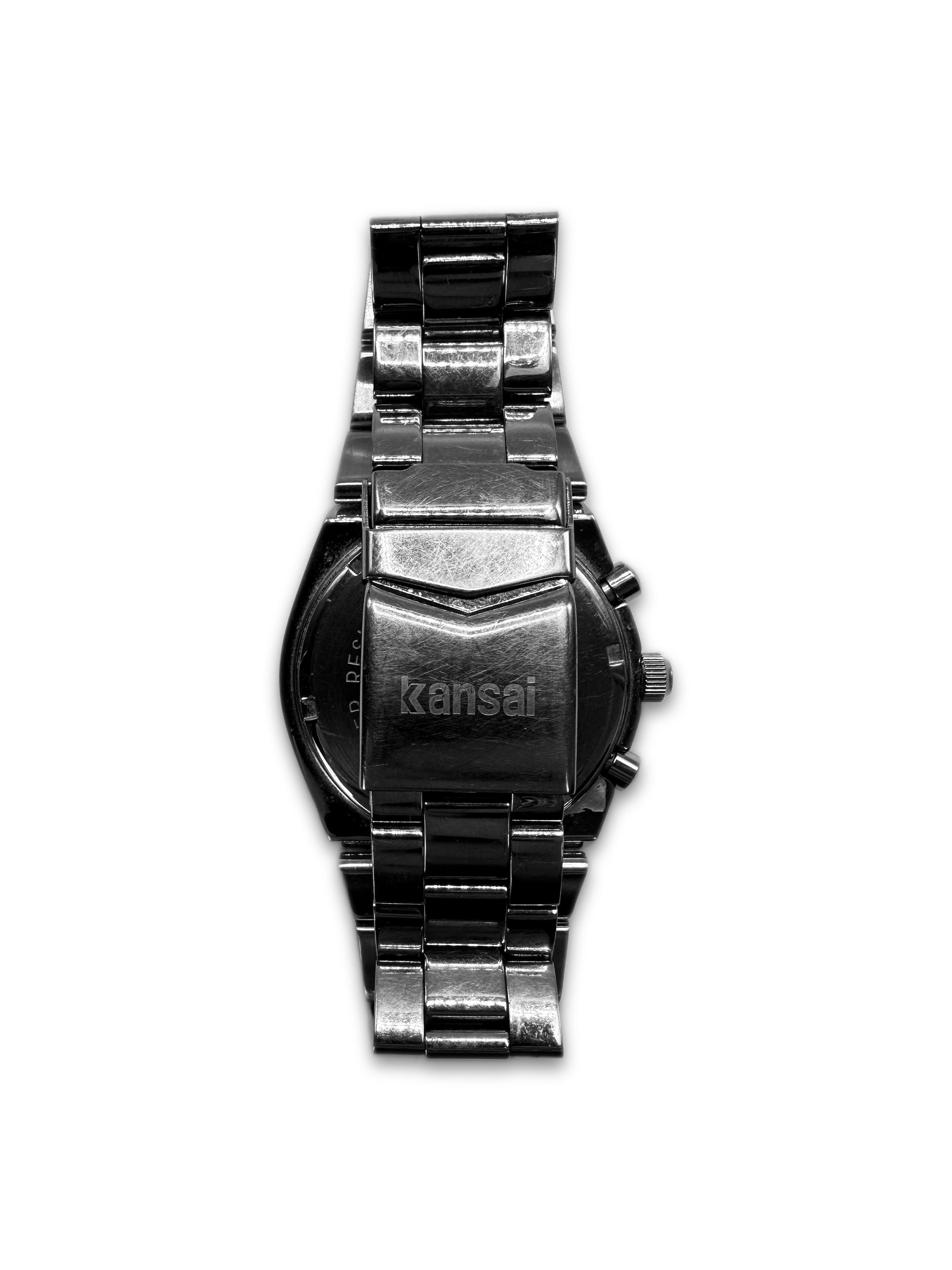 90s Kansai Yamamoto Silver Triple Chronograph Wrist Watch