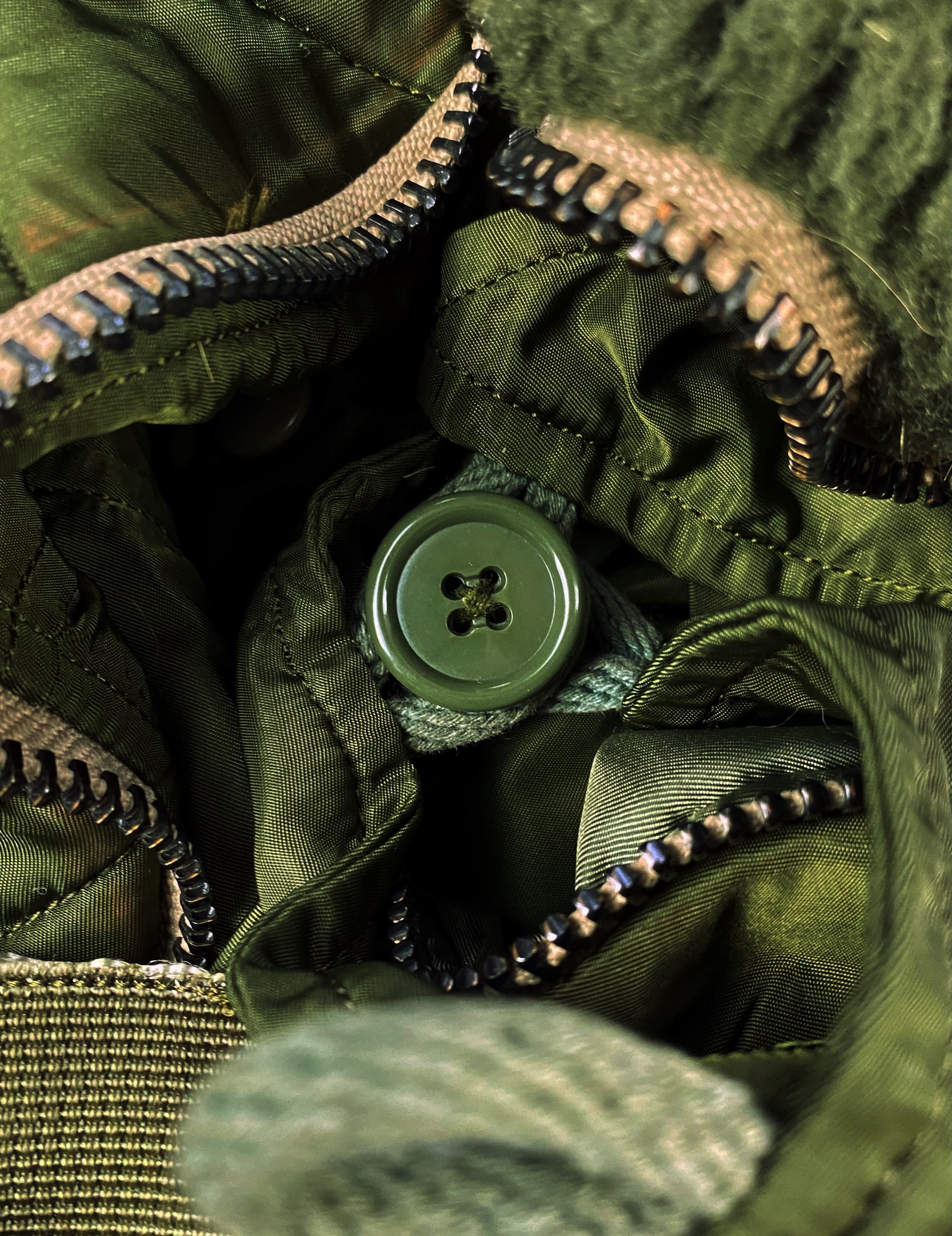 AW01 General Research ‘Snorkel Collar’ Fur Olive MA-1 Bomber Jacket