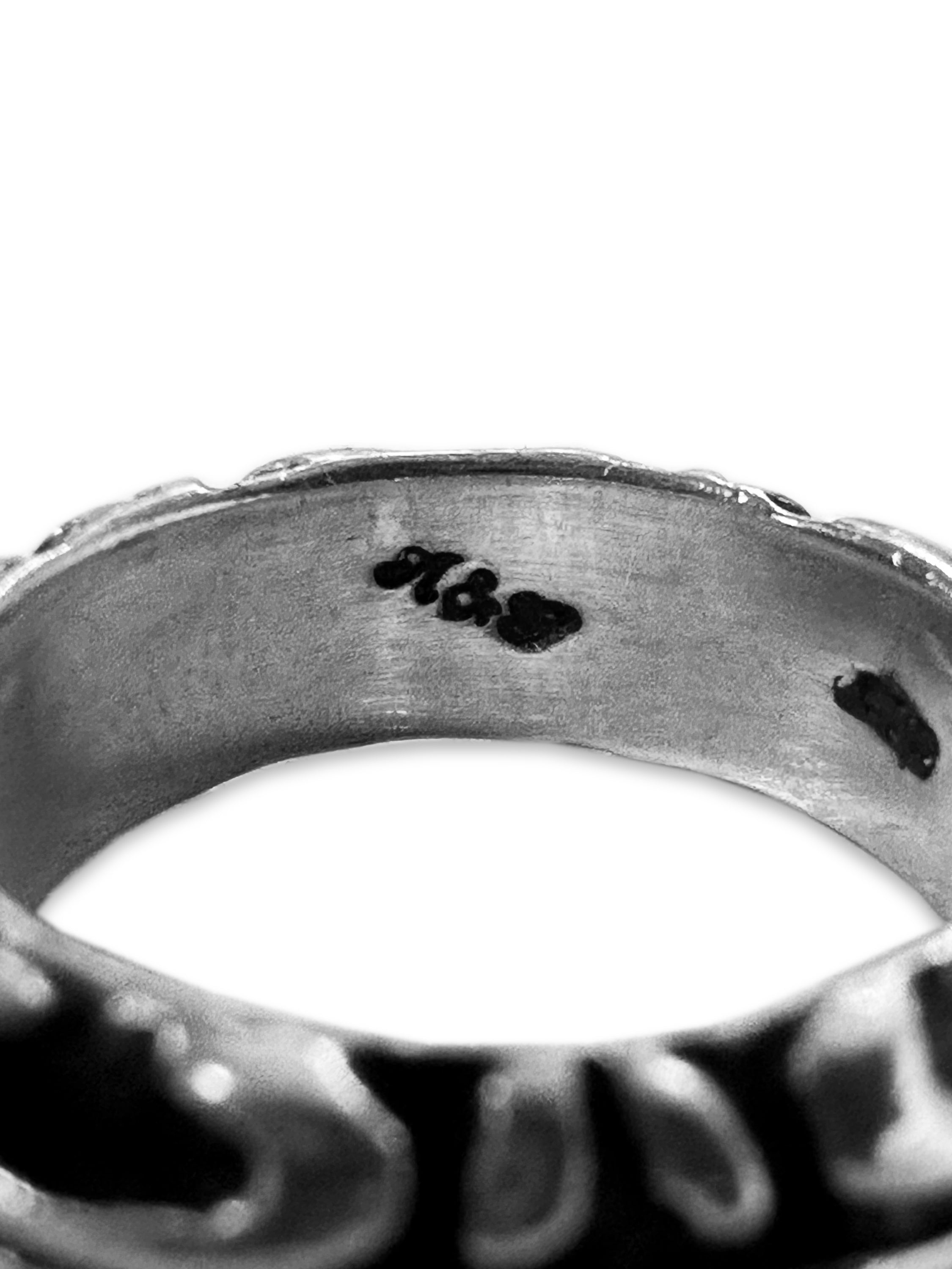 90s A&G Rock ‘n Roll Couture .925 Silver Etched Ring