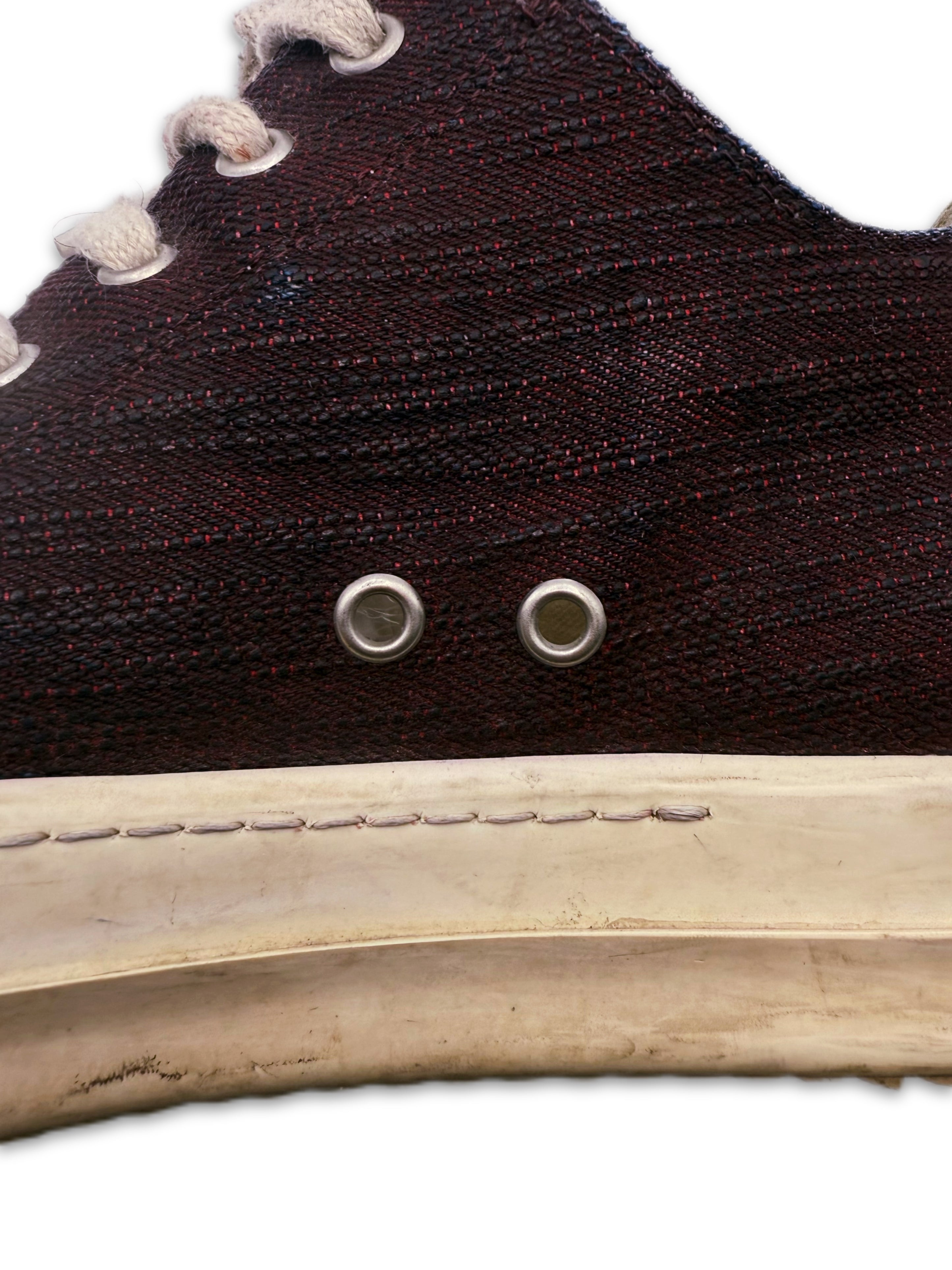 Rick Owens Canvas Paint Coated Low-top Ramone Sneakers