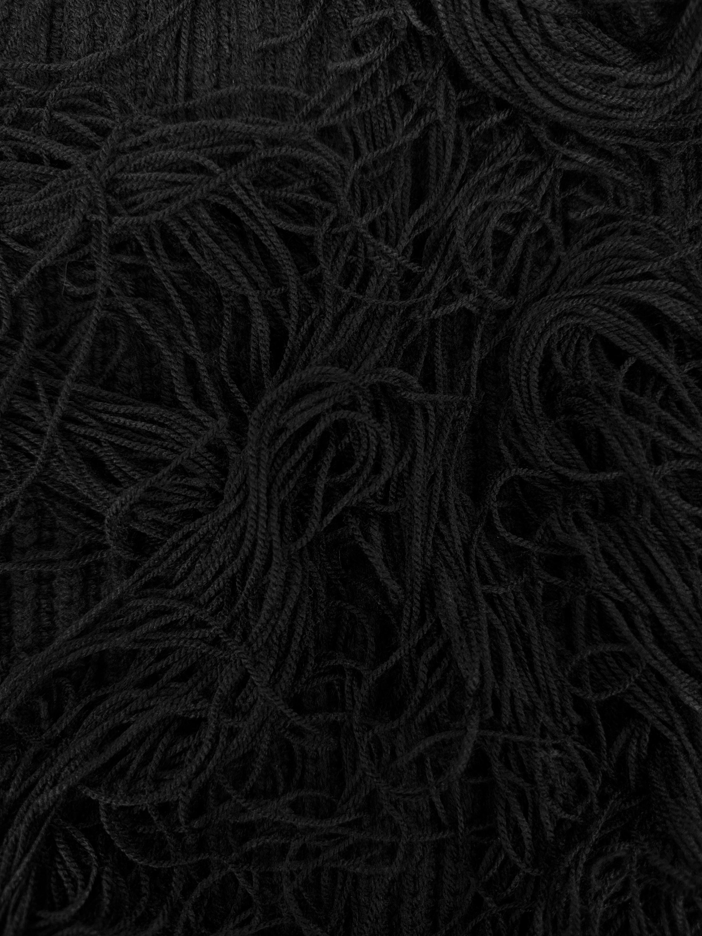 CK205W39NYC by Raf Simons Black Knitted Fringe Tank-top