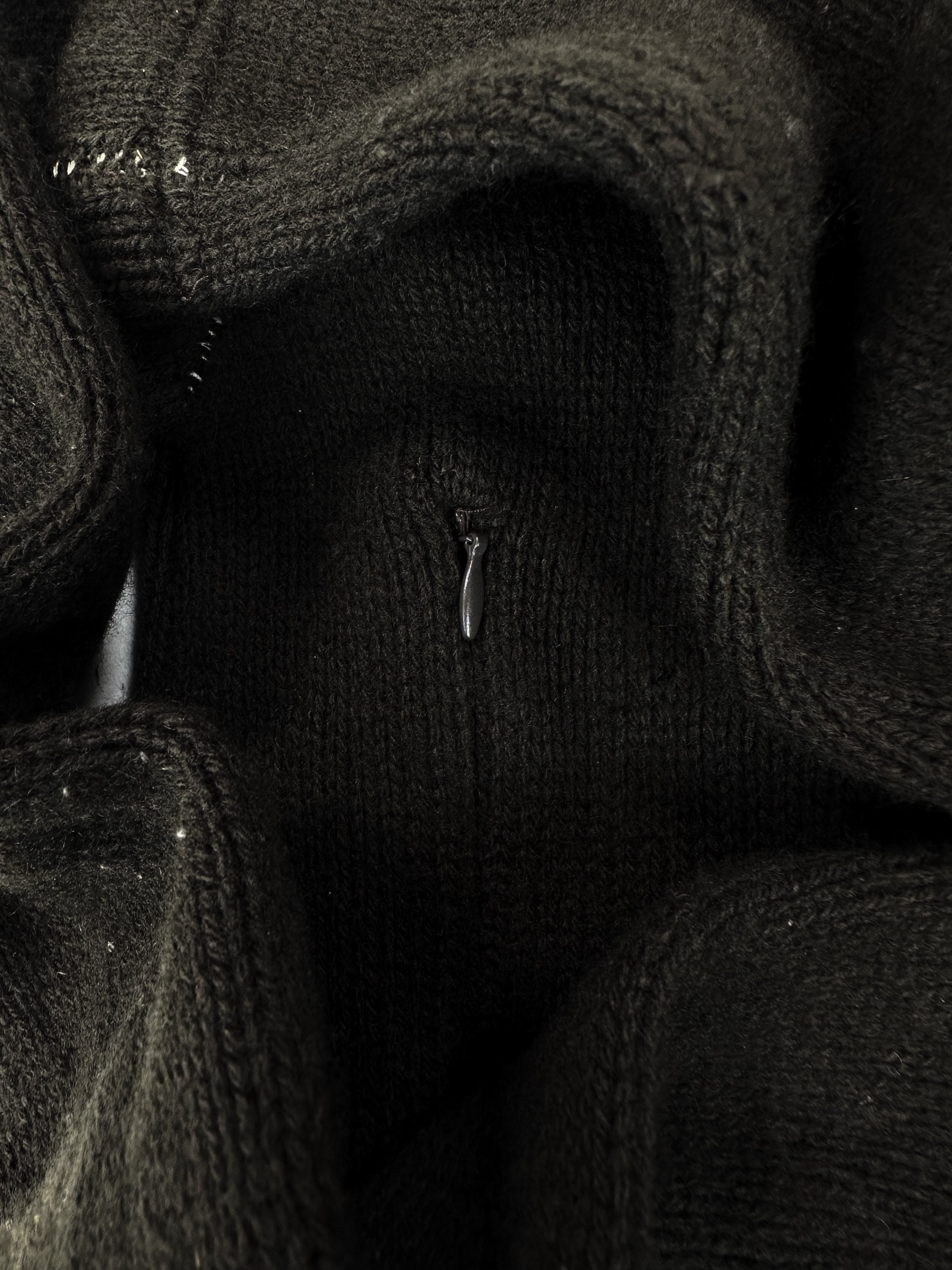 90s Maison Margiela ‘Standard Neck’ Painted Torso Zip Knit Sweater