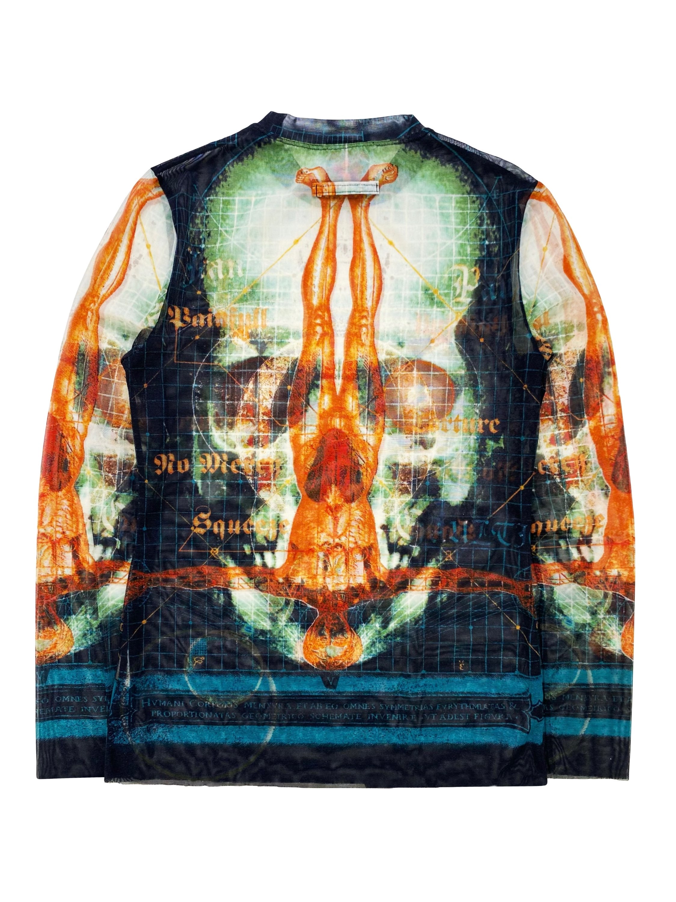 90’s Jean Paul Gaultier X-Ray “De Architectura” Tattoo Mesh Longsleeve