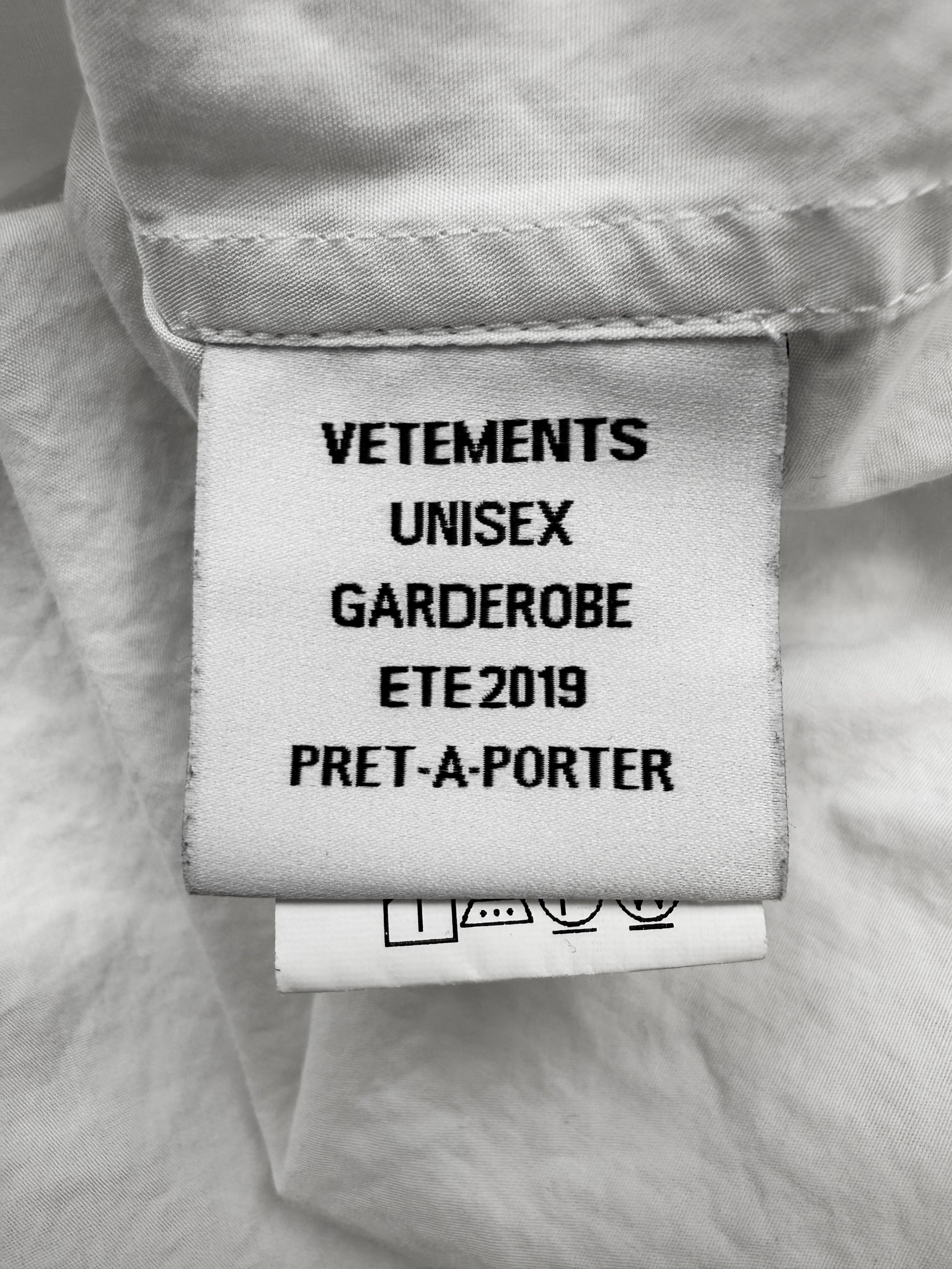 AW19 Vetements ‘Forgive Us’ Embroidered Button Up Shirt