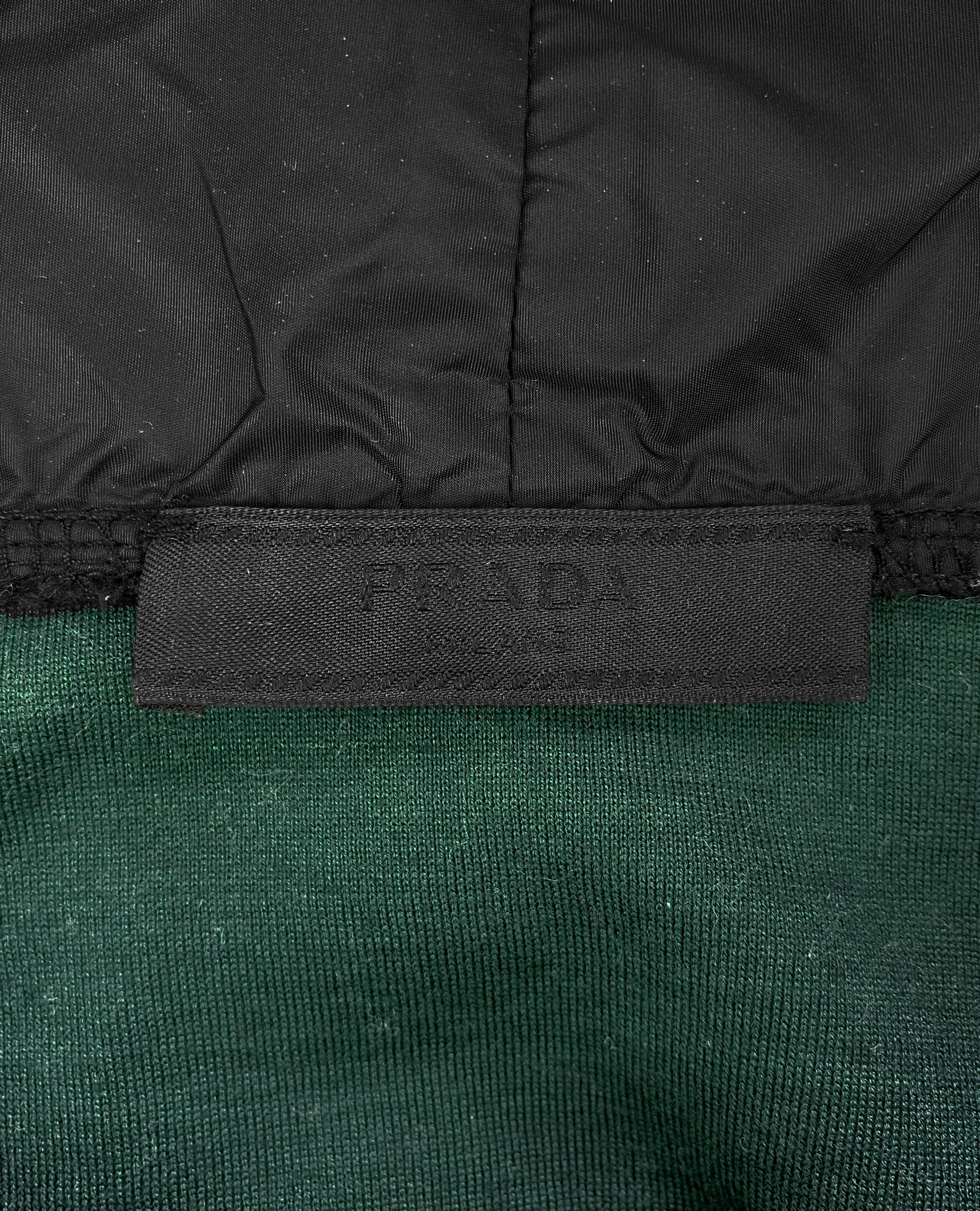 Prada Forest Green Nylon Lined Hoodie