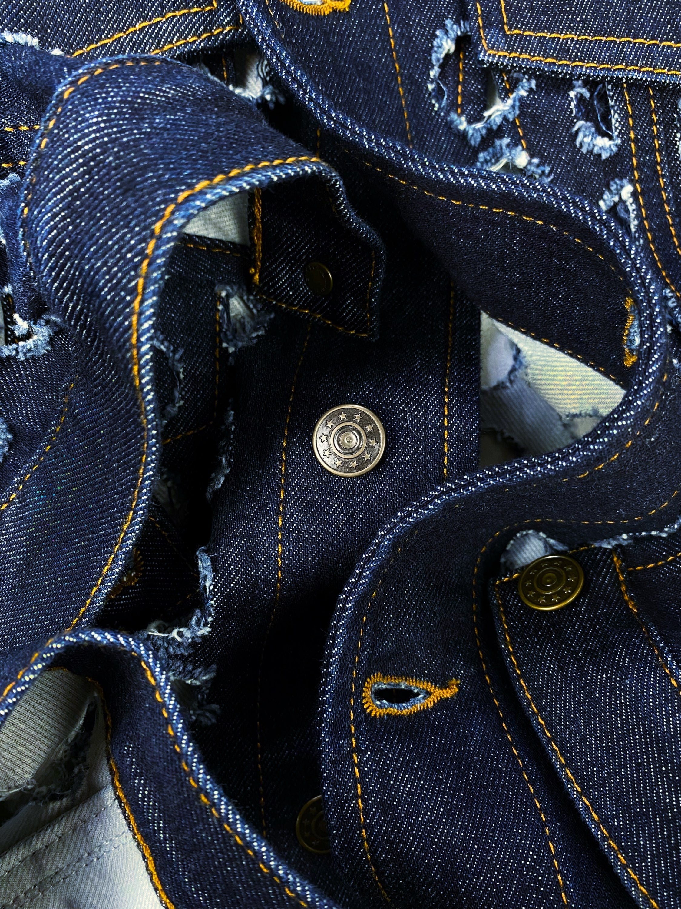 SS18 Maison Margiela ‘Hole Punch’ Distressed Indigo Denim Jacket