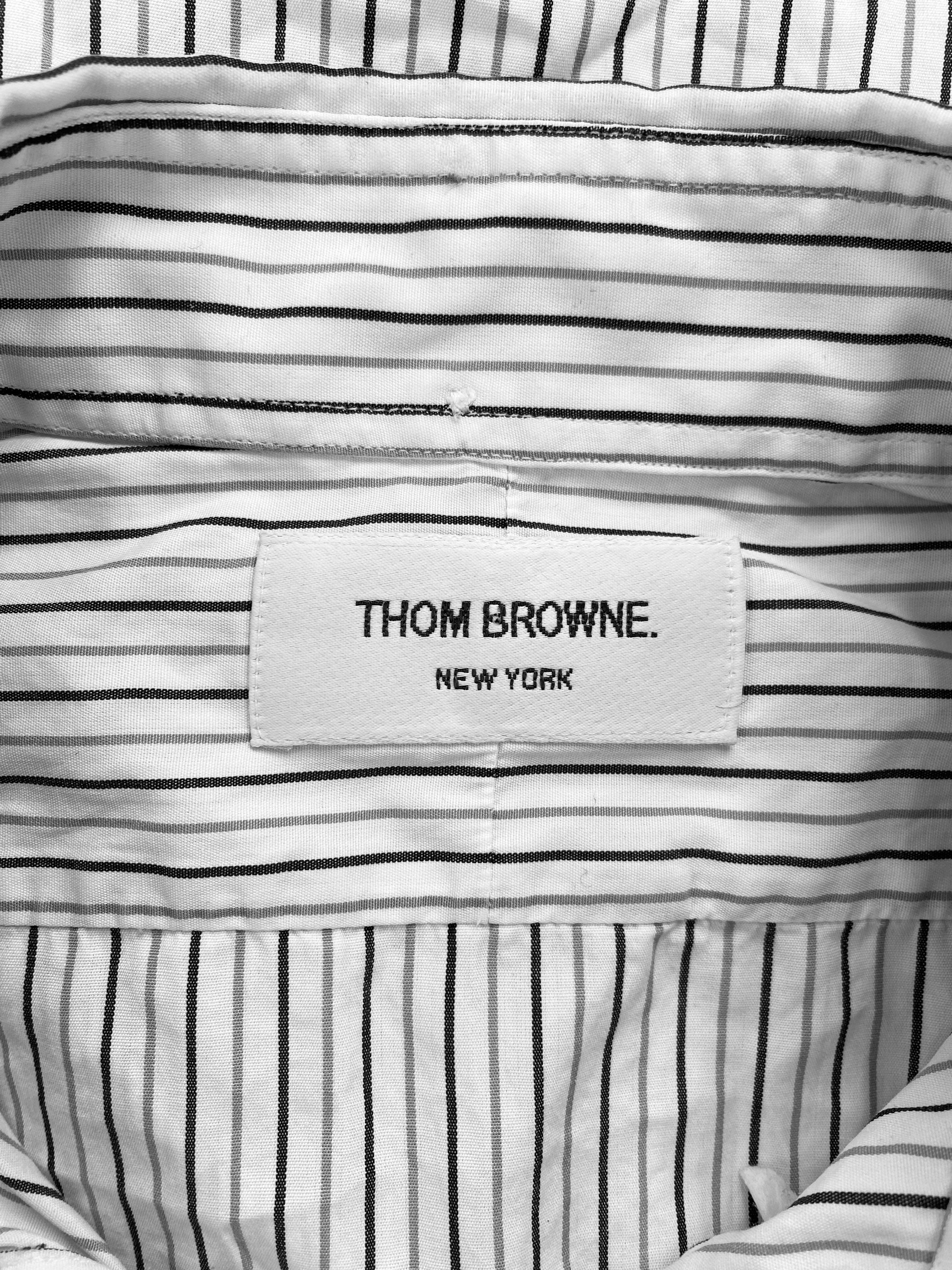 Thom Browne Pinstripe Collared Button Down Longsleeve Shirt