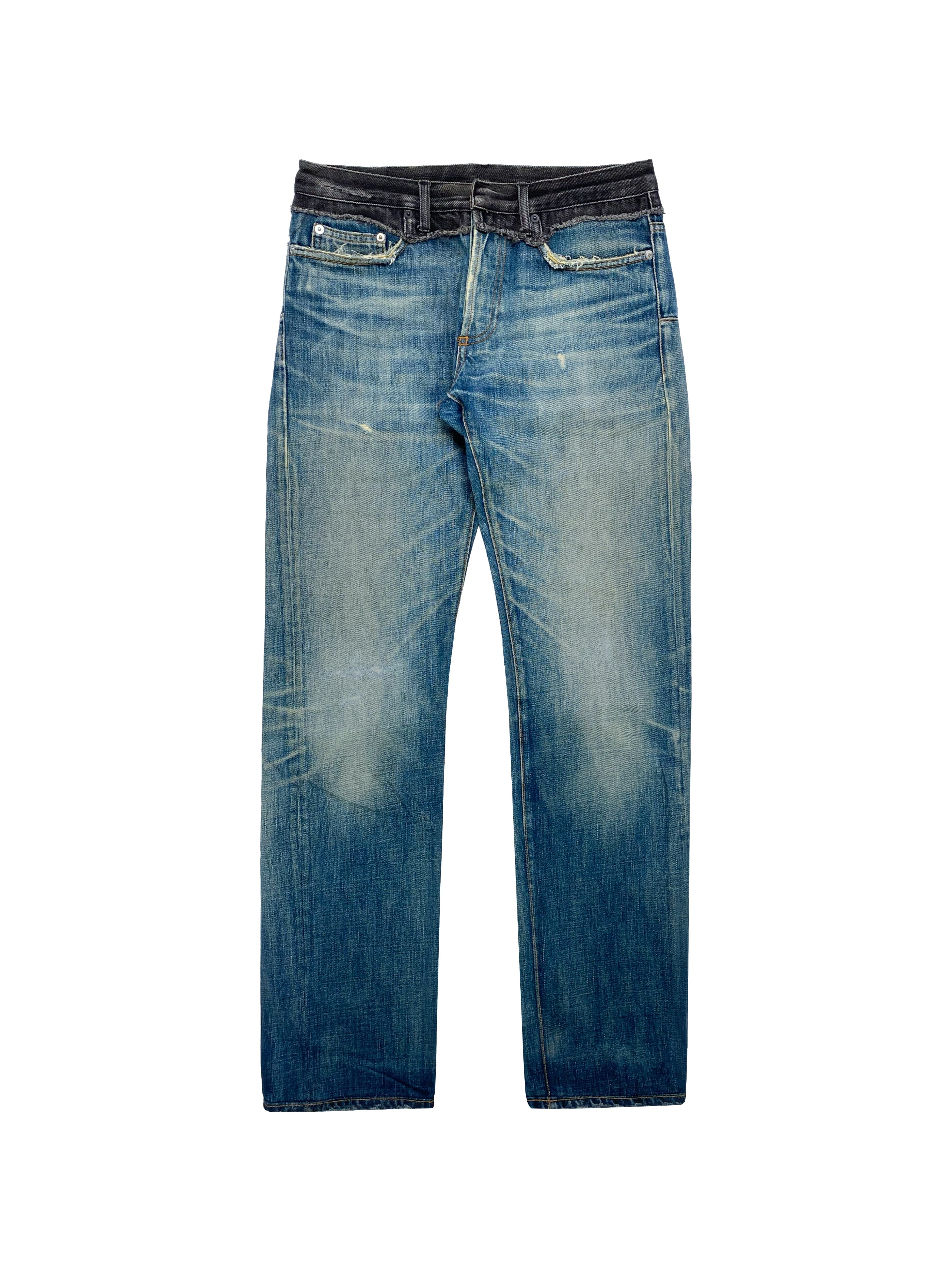 AW06 DIOR “CUMMERBUND” DISTRESSED HYBRID DENIM | ArchiveThreads
