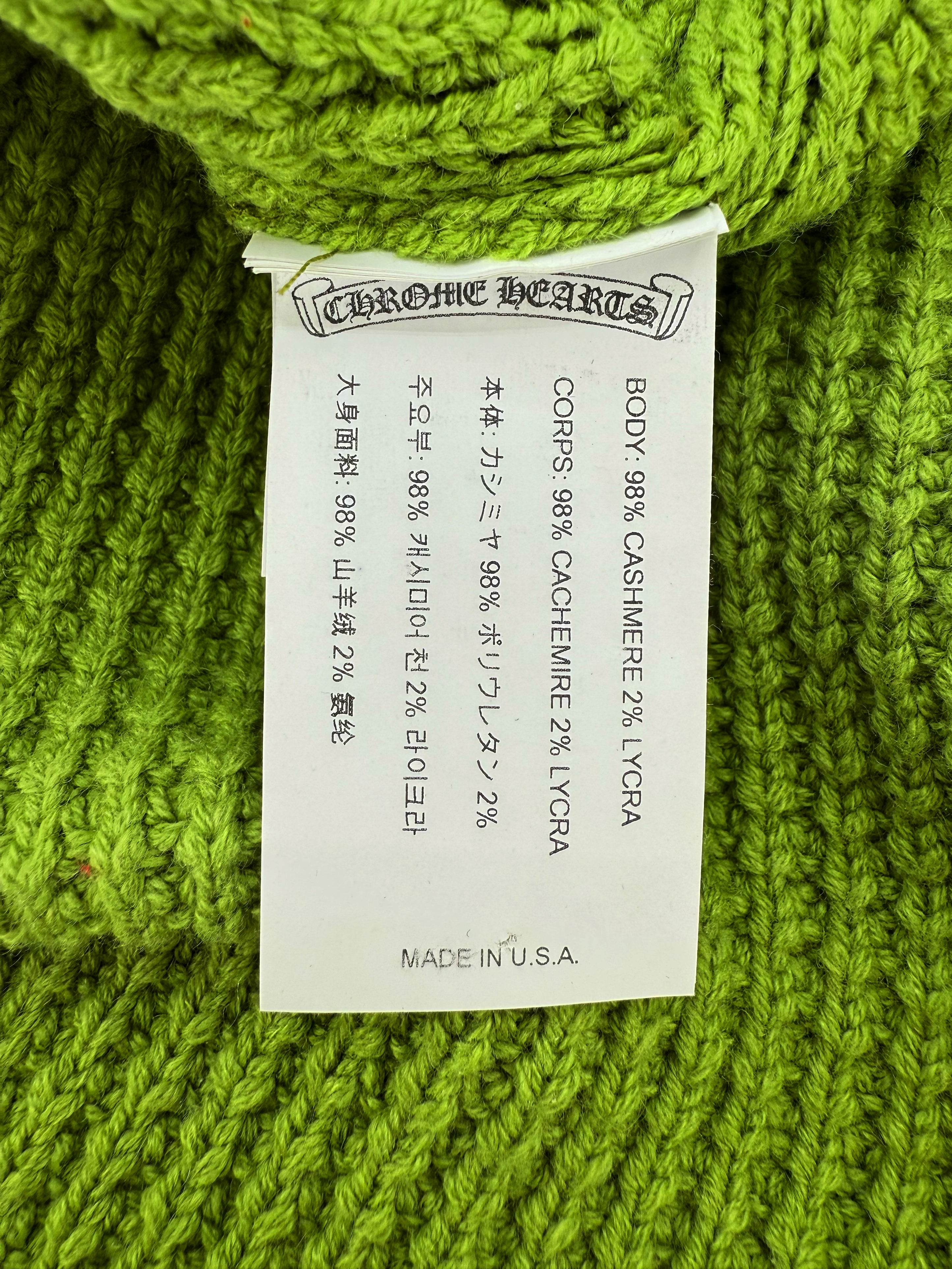 Chrome Hearts ‘Hit & Run’ Green Cashmere Silver Knitted Beanie