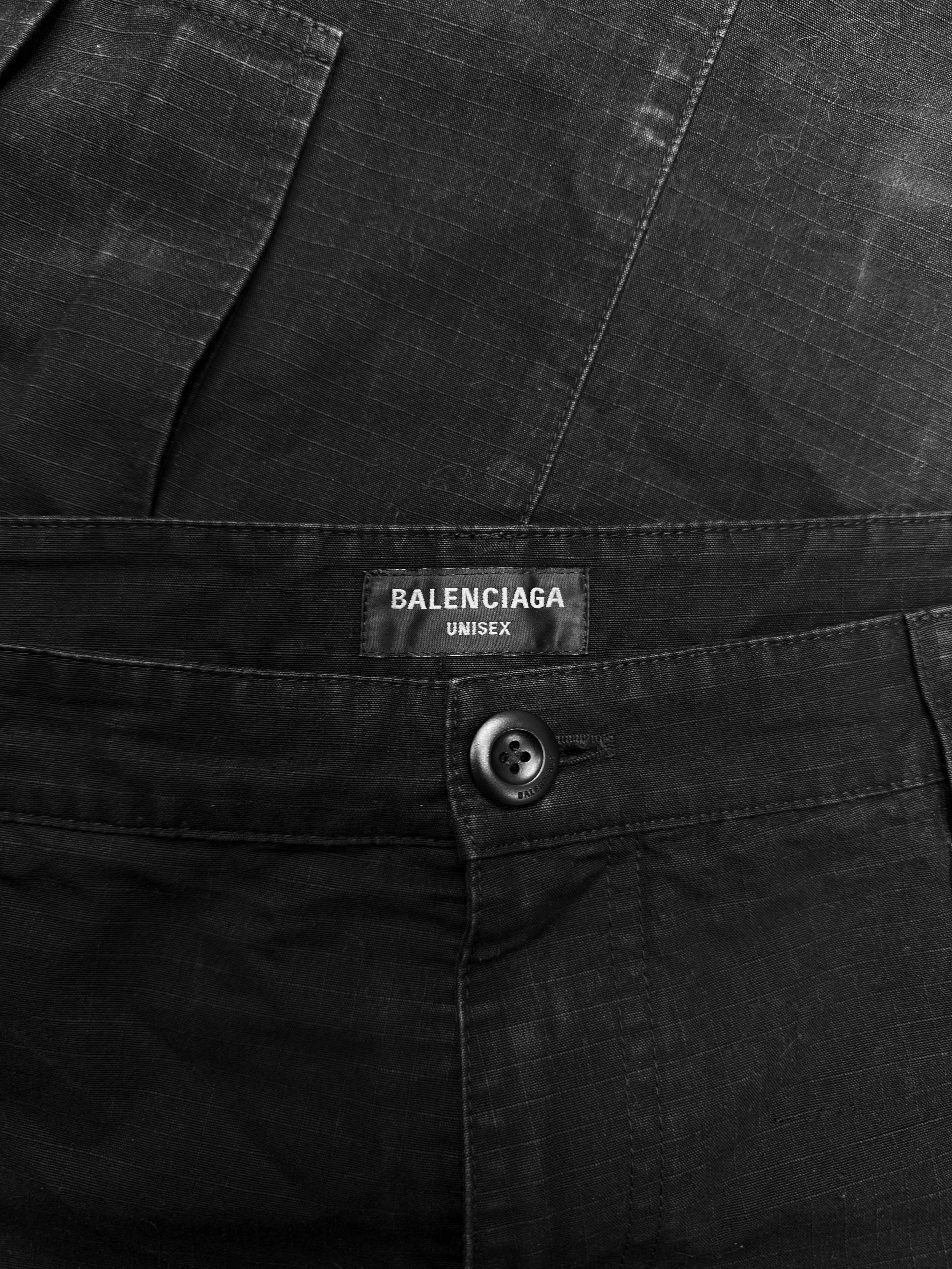 AW23 Balenciaga Flared Convertible Black Multi Pocket Cargo Pants
