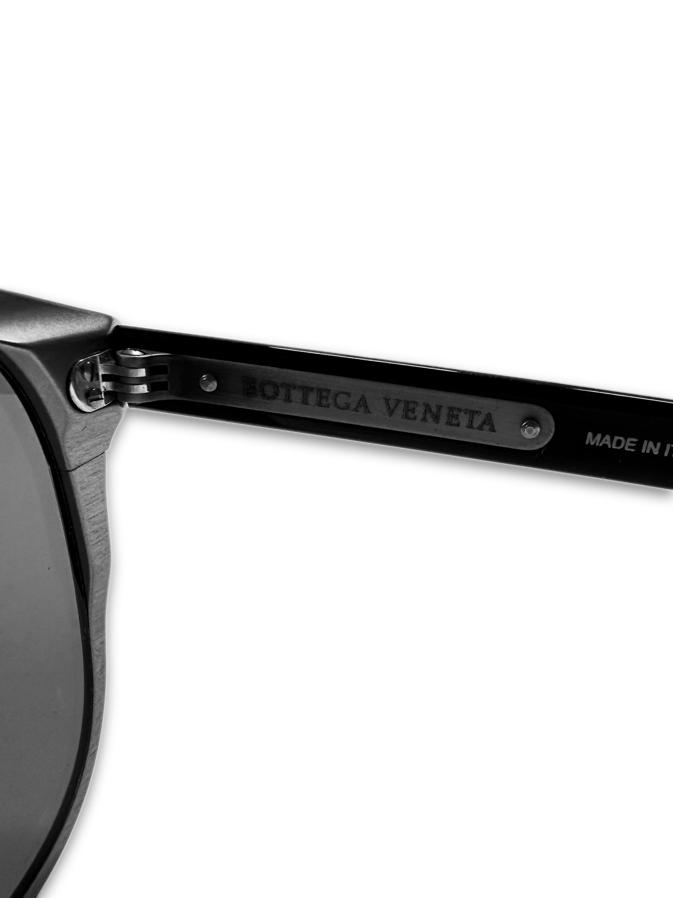 Bottega Veneta Silver Metallic Frame Aviator Sunglasses